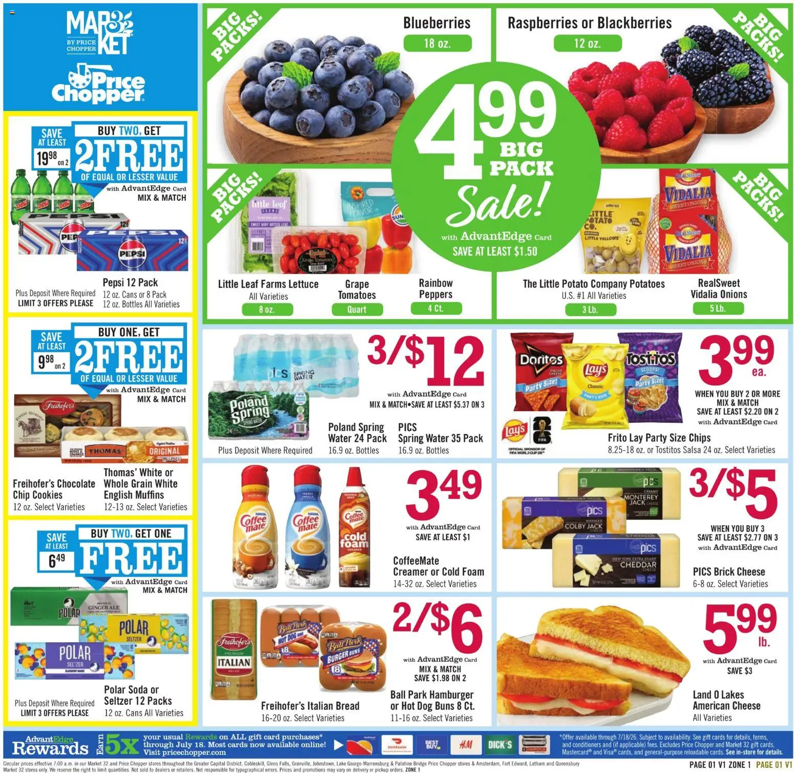 Price Chopper - Weekly Ad - valid from 07/05/2026 | Page: 1 | Products: Lettuce, Peppers, Bread, Chips