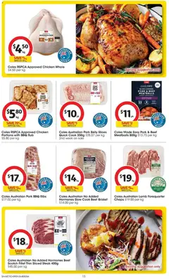 Preview of Coles Australian No Added Hormones Beef Scotch Fillet Thin Sliced Steak 400g, Coles Australian No Added Hormones Beef Scotch Fillet Thin Sliced Steak 400g - valid from 09/09/2026 | Page: 15 | Products: Pork ribs, Lamb, Beef, Tomato