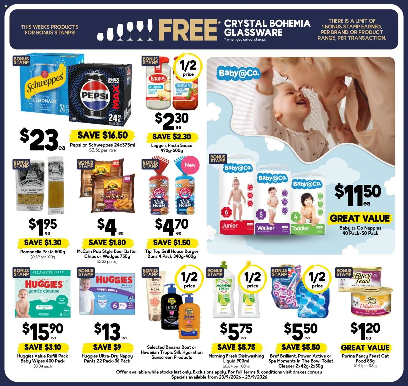 Drakes catalogue - valid from 23/09/2026 | Page: 3 | Products: Pasta, Sauce, Cheddar, Lemonade