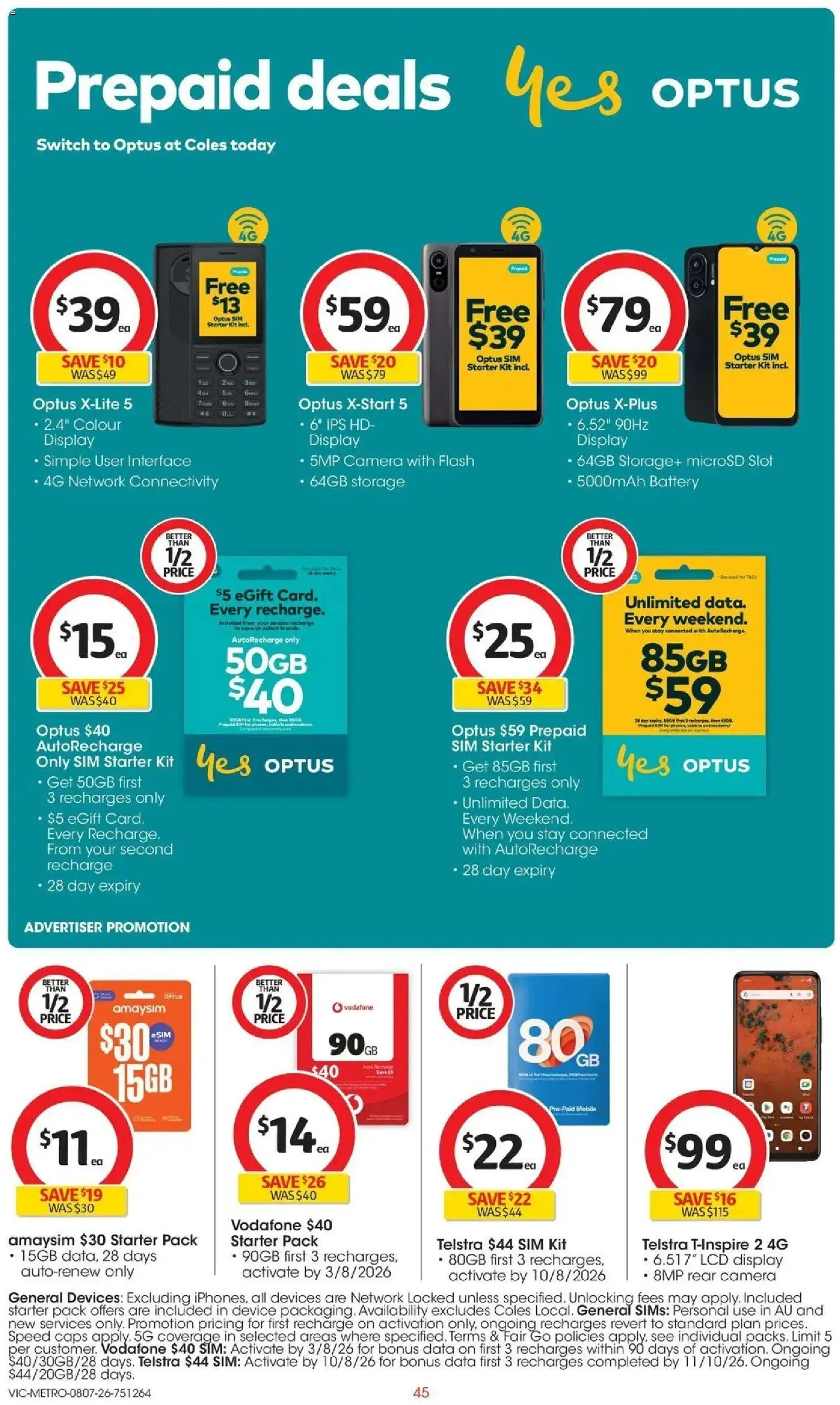 Coles catalogue - valid from 07/07/2026 | Page: 45 | Products: Battery, Device, Camera, Mobile