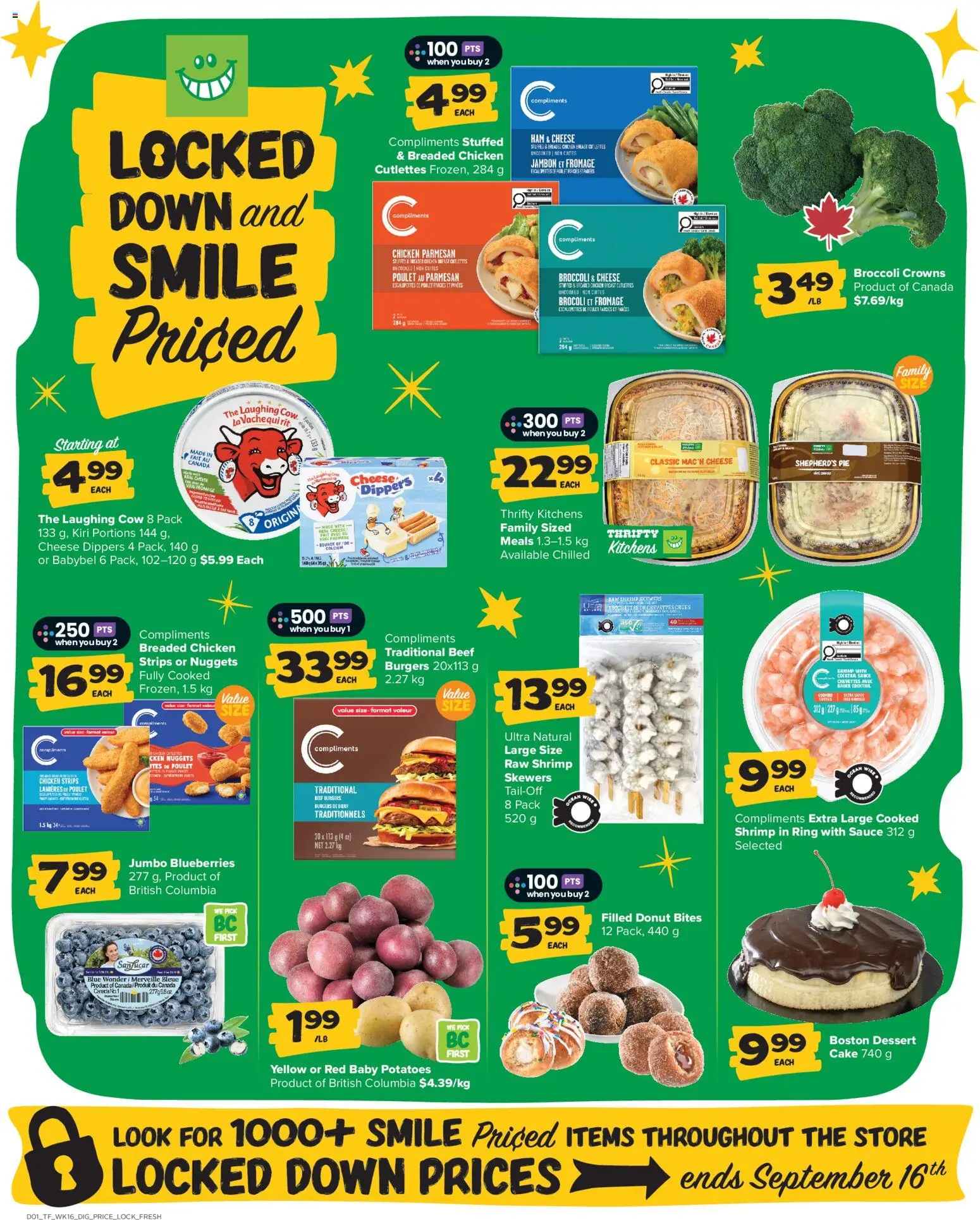 Thrifty Foods flyer valid from Aug 13, 2026 | Page: 9 | Products: Blueberries, Broccoli, Chicken breast, Chicken
