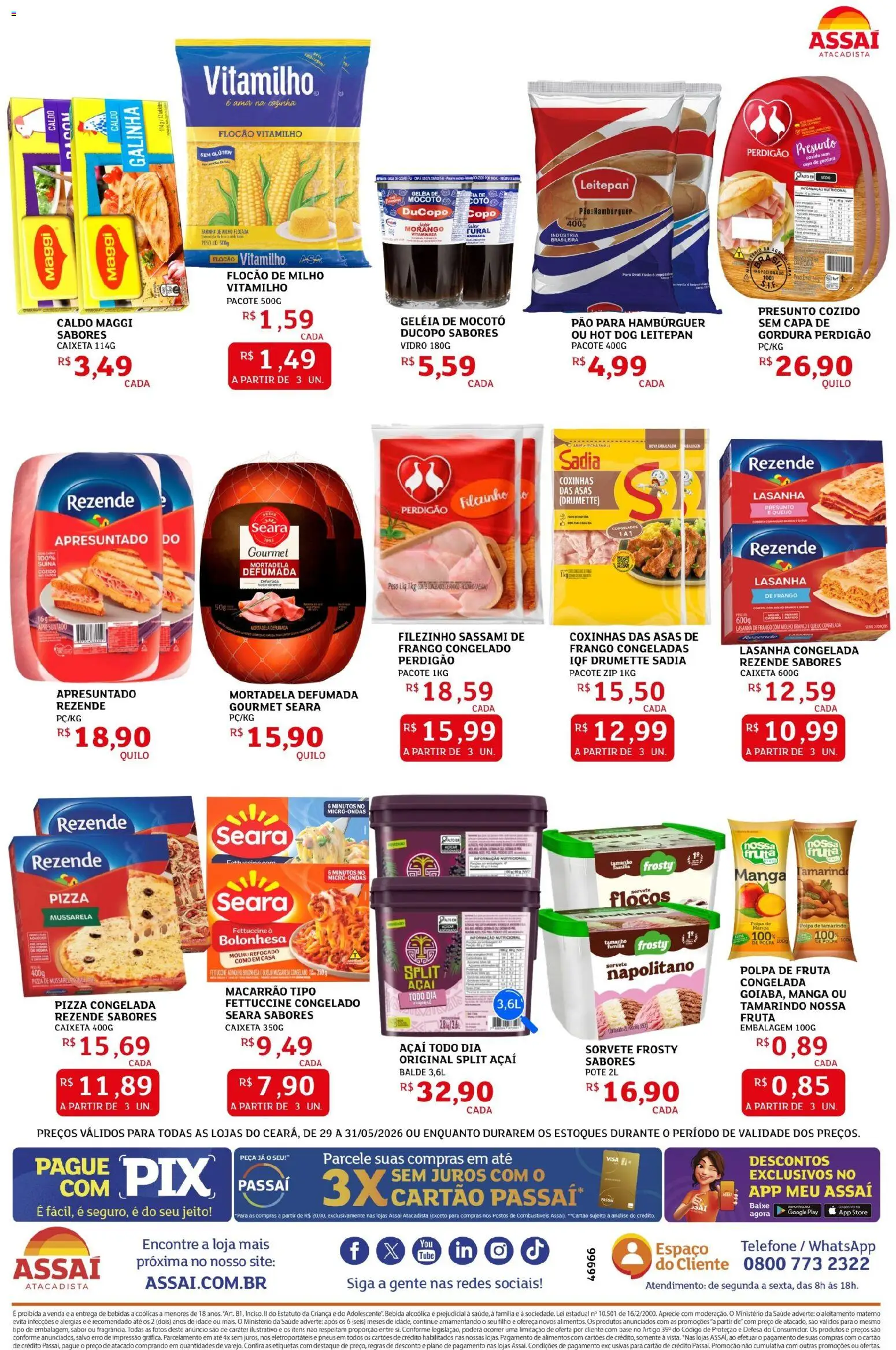 Assaí Atacadista Folheto - válido de 29.05.2026 | Página: 2 | Produtos: Pizza, Geleia, Pia, Açaí