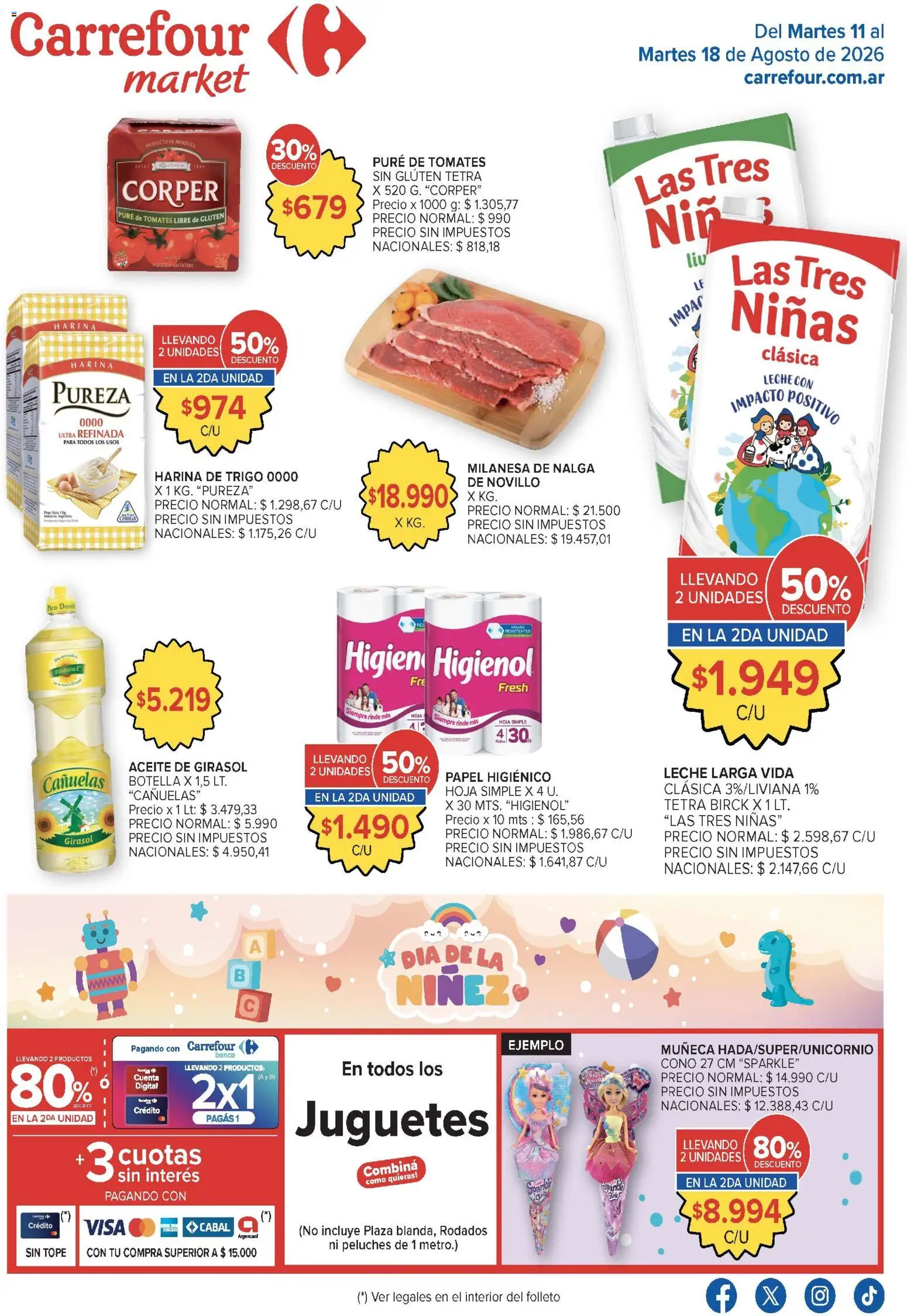 Carrefour ofertas │ válido desde el 11/08/2026 | Página: 36 | Productos: Papel higiénico, Milanesa, Aceite, Puré