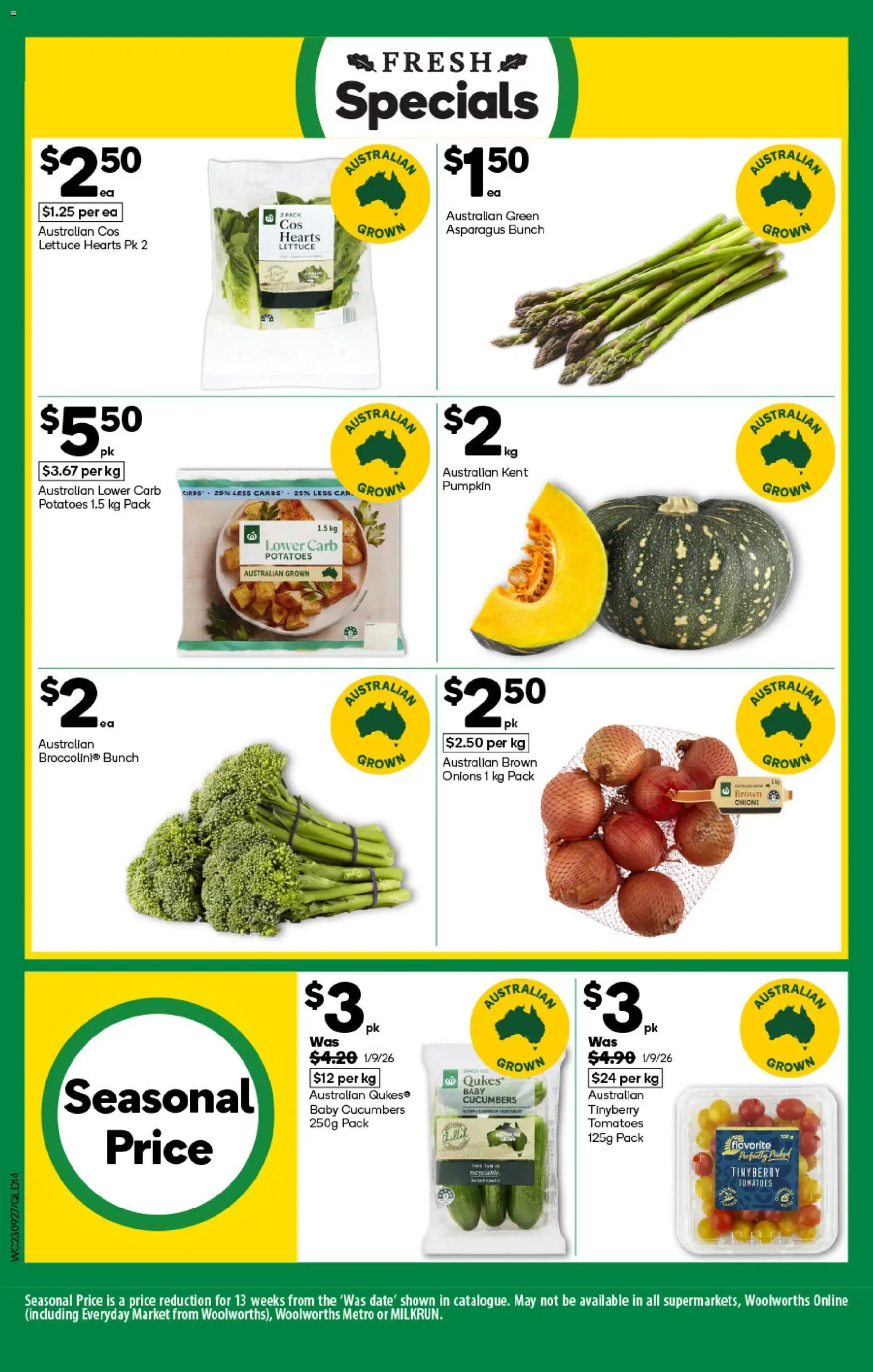 Woolworths catalogue - valid from 23/09/2026 | Page: 14 | Products: Tomatoes, Potatoes, Onions, Pumpkin