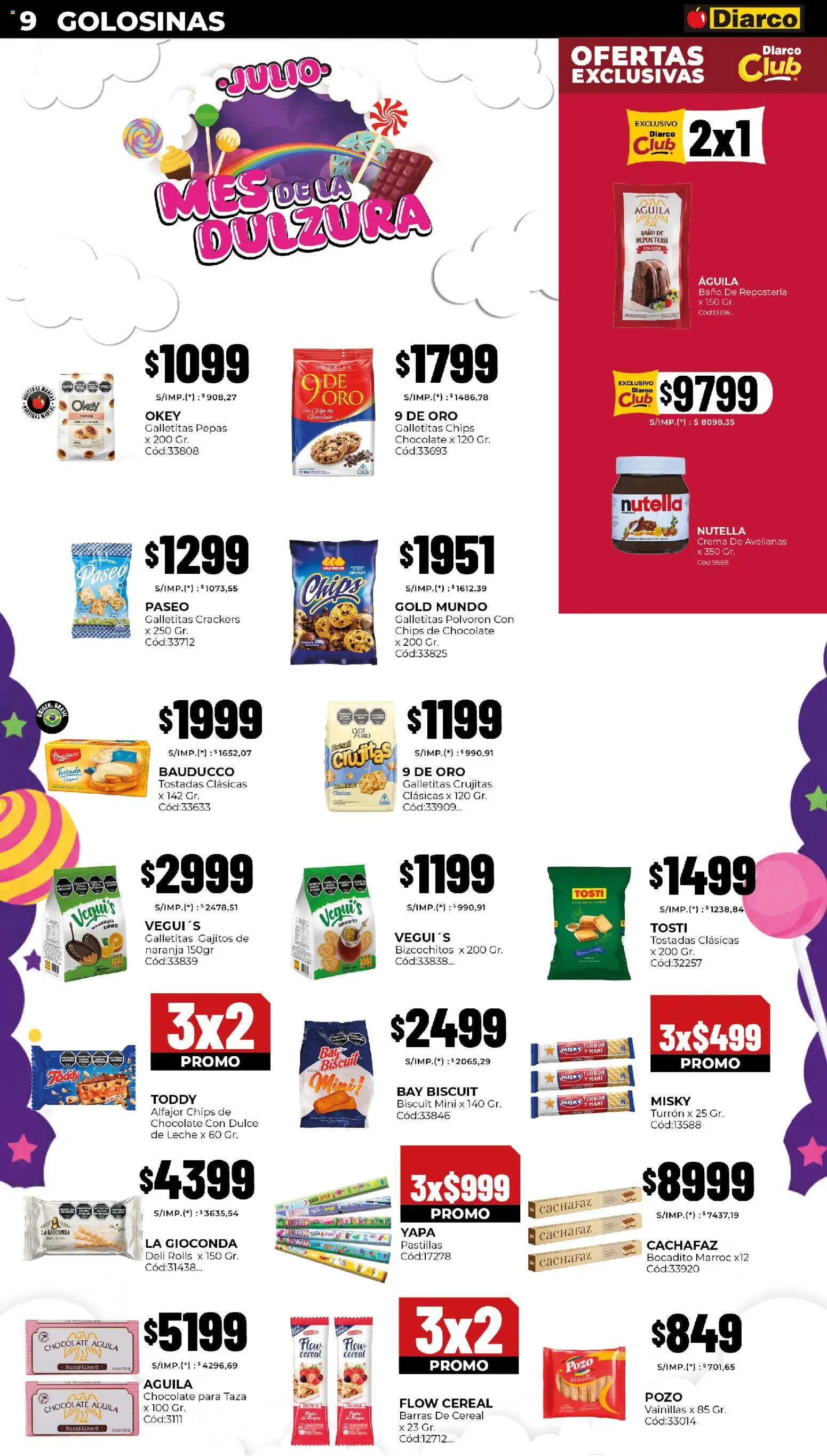 Diarco - Ofertas Pueblo Sur │ válido desde el 20/07/2026 | Página: 9 | Productos: Baño, Leche, Alfajor, Crema