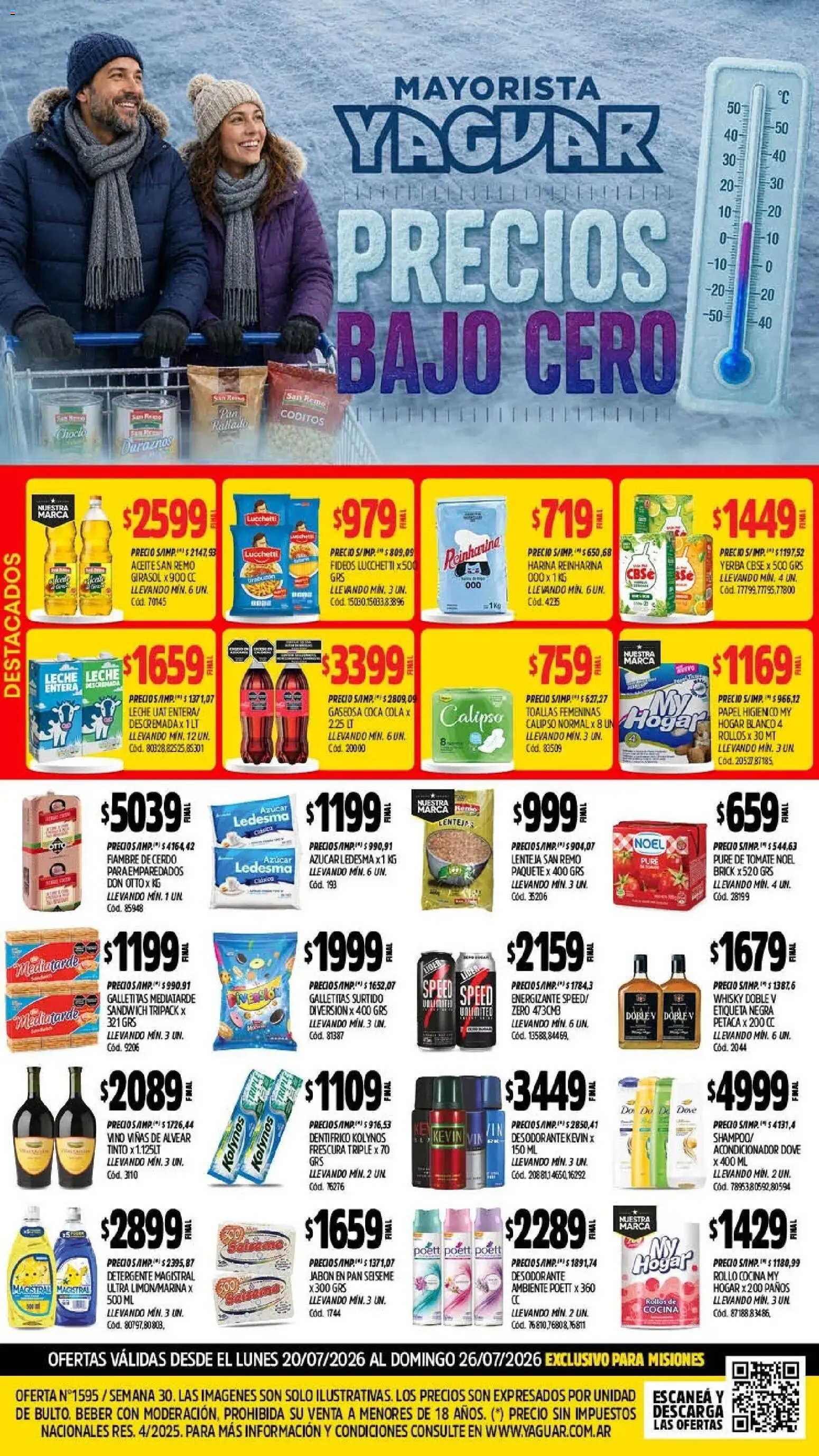 Yaguar - Oferta Semanal Misiones │ válido desde el 20/07/2026 | Página: 1 | Productos: Papel higiénico, Cocina, Choclo, Yerba