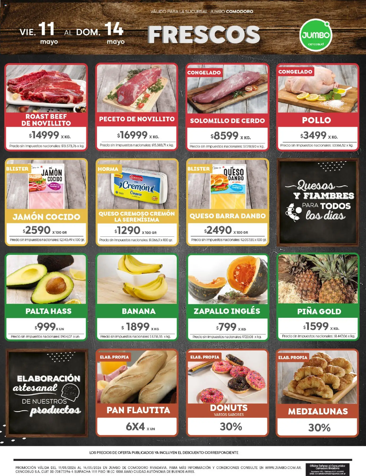 Jumbo - Ofertas | Comodoro │ válido desde el 11.05.2026 | Página: 1 | Productos: Jamón cocido, Palta, Pan, Jamón