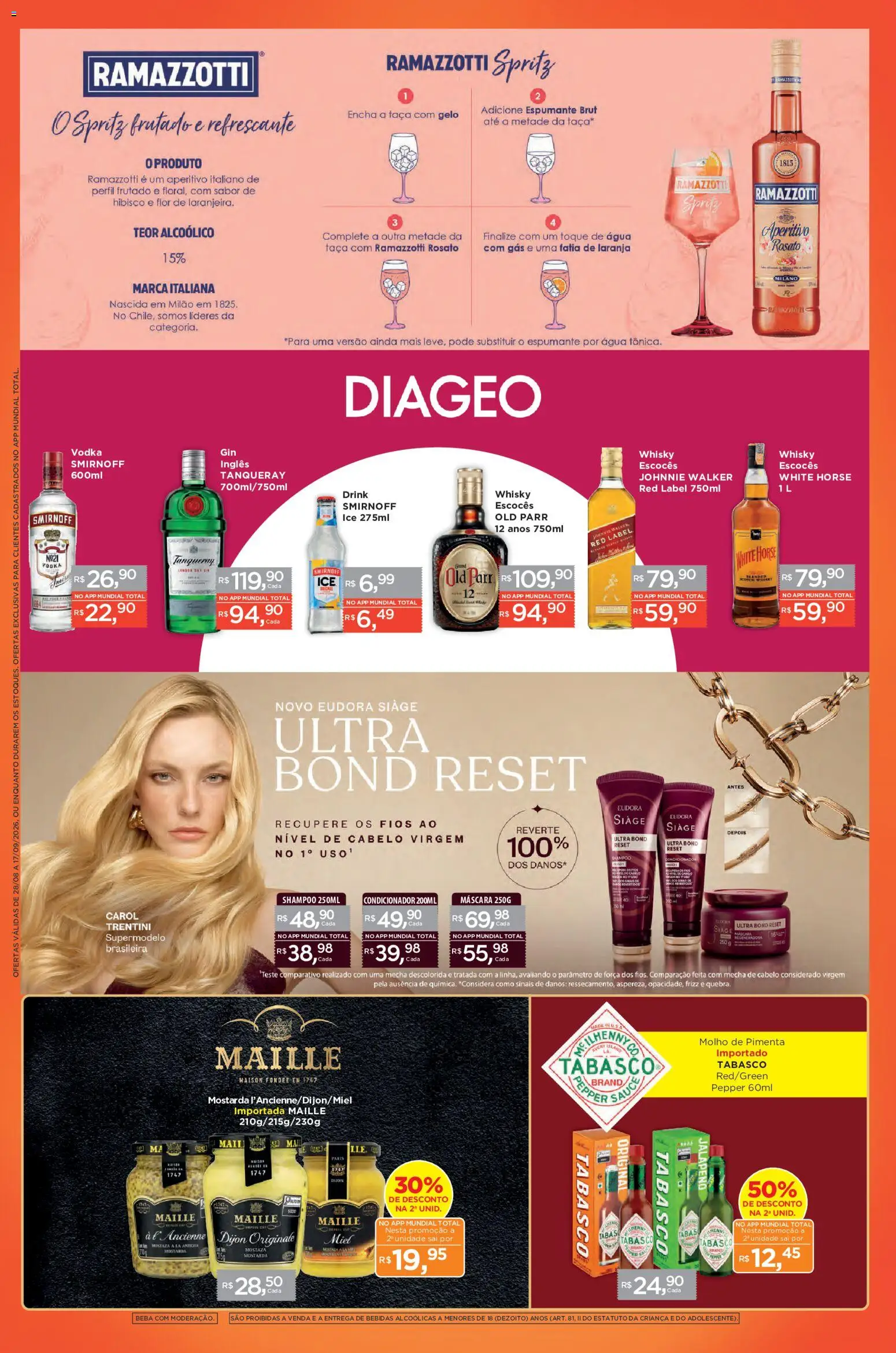 Mundial Folheto - válido de 20/08/2026 | Página: 1 | Produtos: Shampoo, Pimenta, Gelo, Água