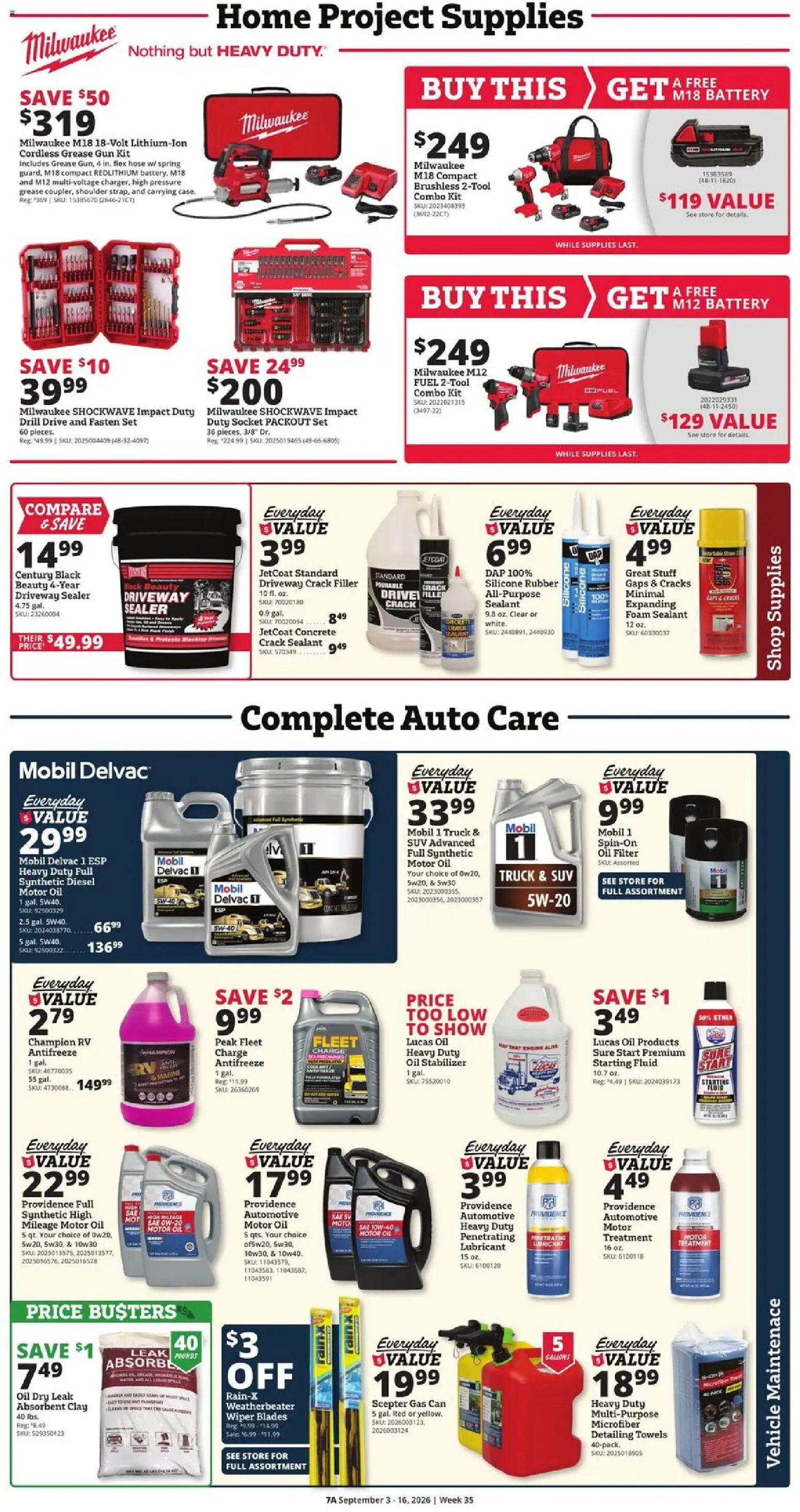 Rural King Weekly Ad - valid from 09/03/2026 | Page: 9 | Products: Battery, Oil filter, Wiper, Motor Oil
