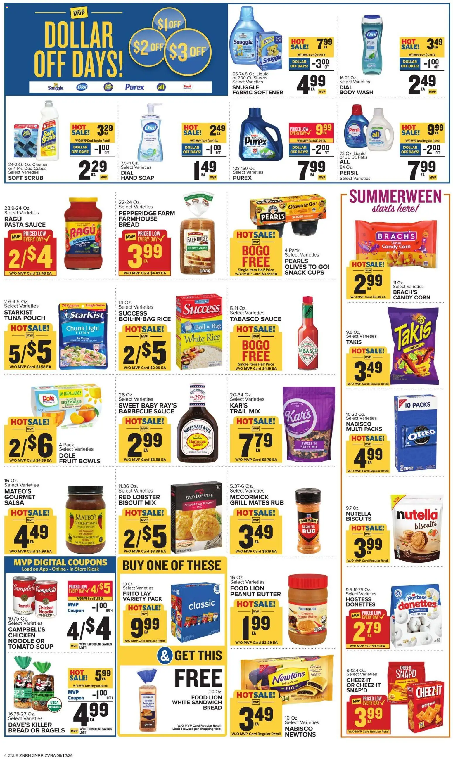 Food Lion Weekly Ad - valid from 08/12/2026 | Page: 6 | Products: Organic bread, Olives, Water, Sauce