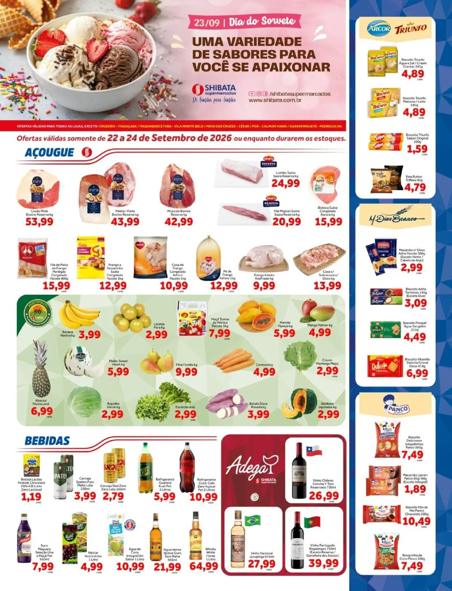 Shibata Folheto - válido de 22/09/2026 | Página: 1 | Produtos: Melão, Água de coco, Lombo, Cenoura