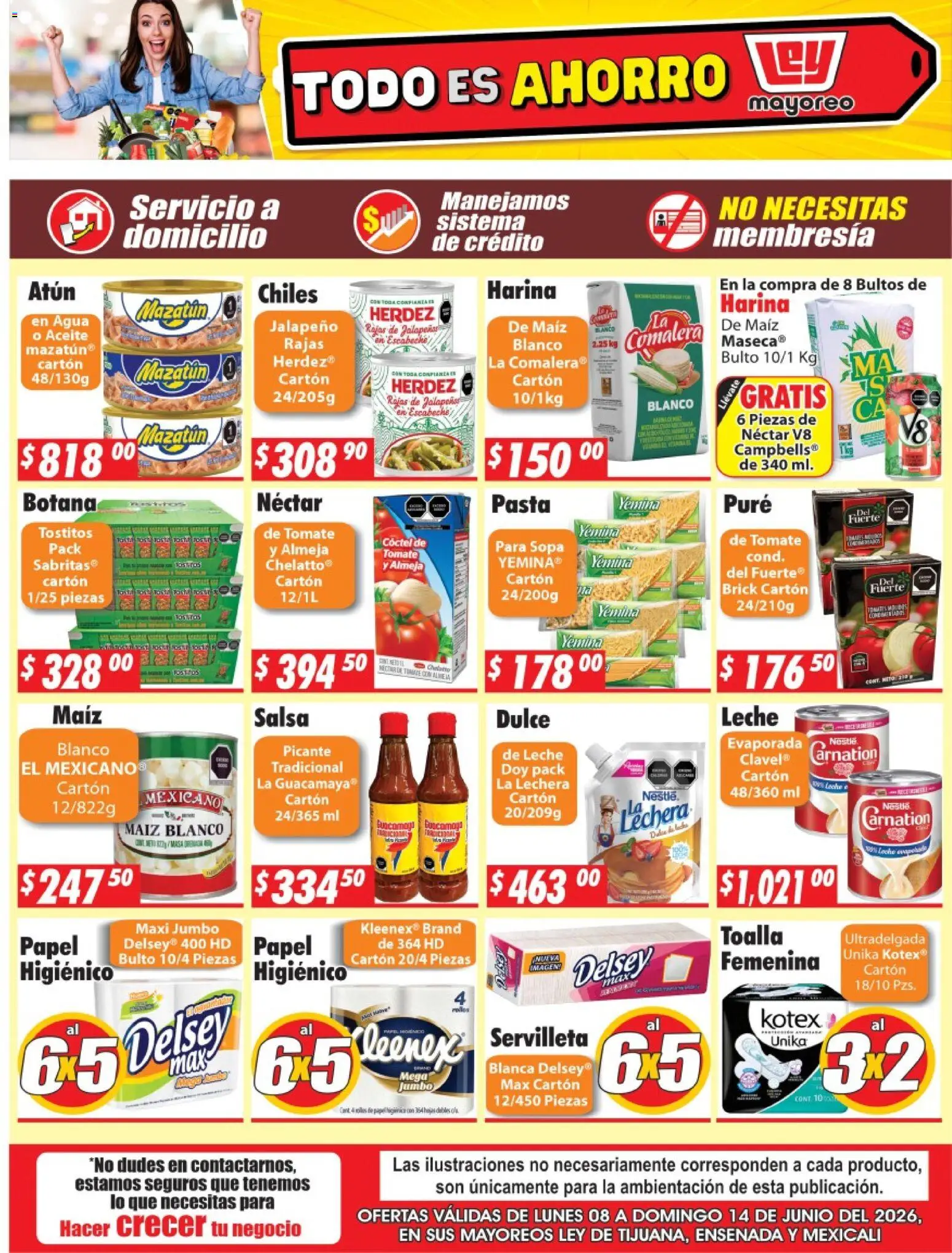 Nuevas ofertas de Casa Ley válidas en toda la República Mexicana desde el 08.06.2026. ¡Encuentra las mejores ofertas en Casa Ley folleto Frontera! | Página: 2 | Productos: Maíz, Harina, Agua, Pasta