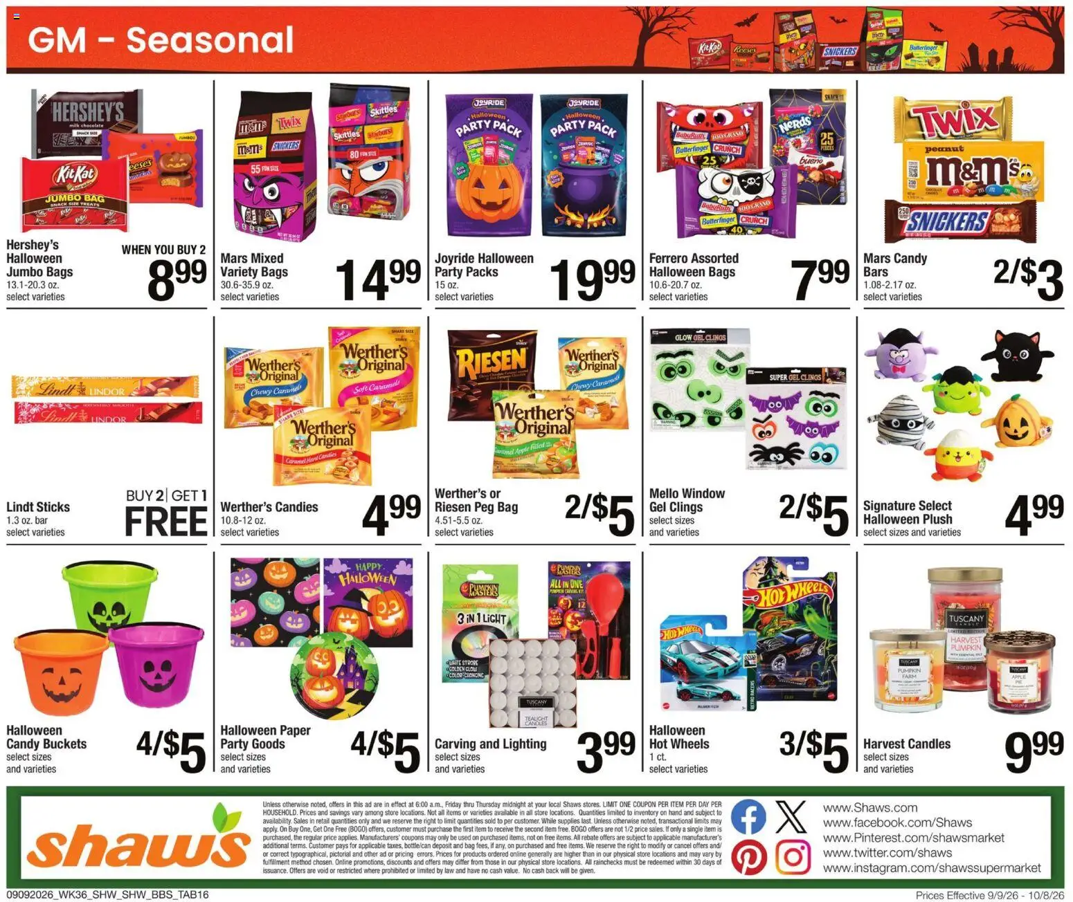 Shaw's Big Book of Savings - valid from 09/09/2026 | Page: 14 | Products: Hare, Candies, Snickers, Lindor