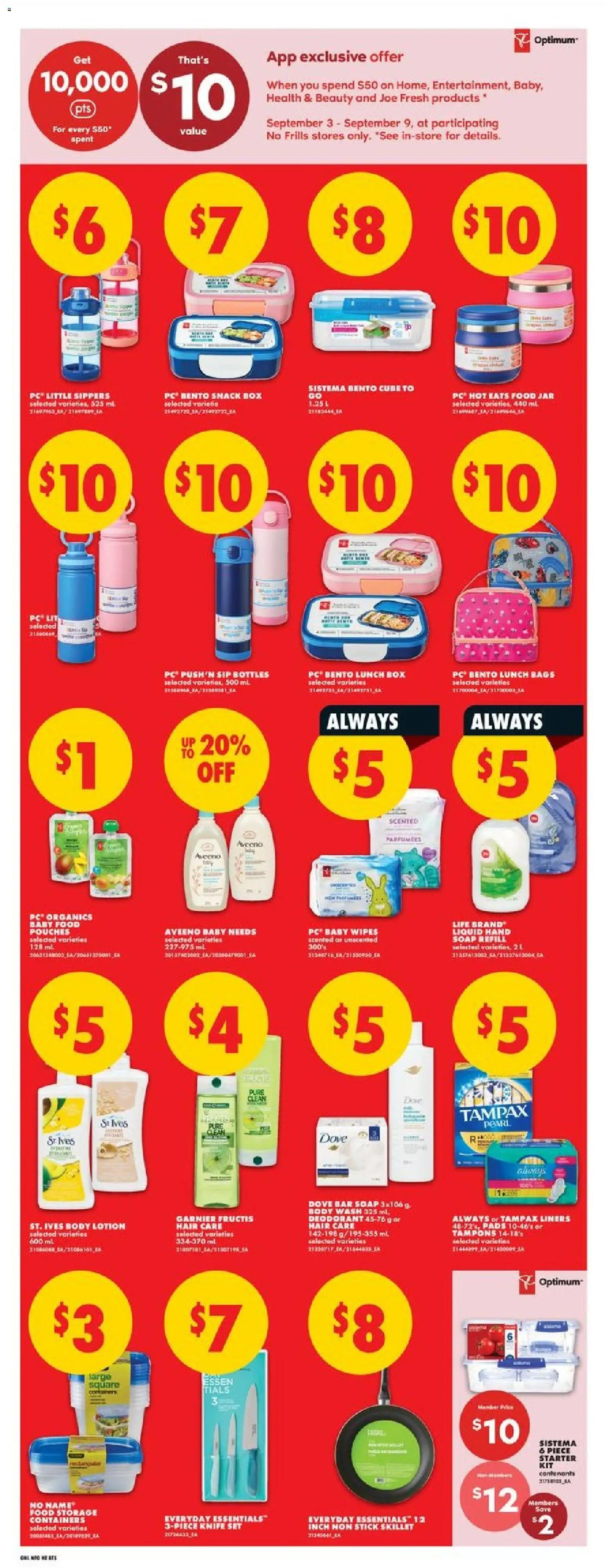 No Frills flyer valid from Sep 3, 2026 | Page: 17 | Products: PC, Deodorant, Lunch box, Box