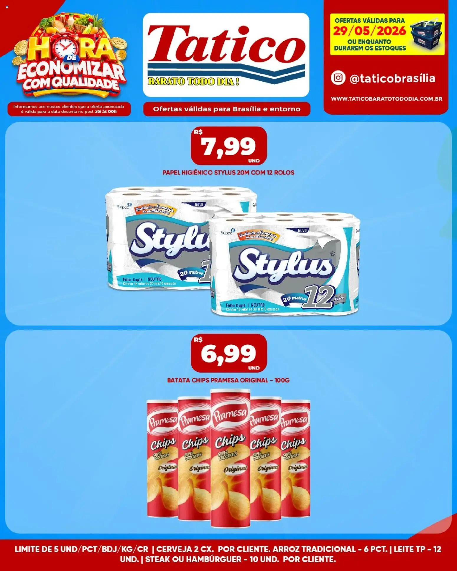 Tatico Folheto - válido de 29.05.2026 | Página: 6 | Produtos: Leite, Hambúrguer, Batata, Papel higiênico