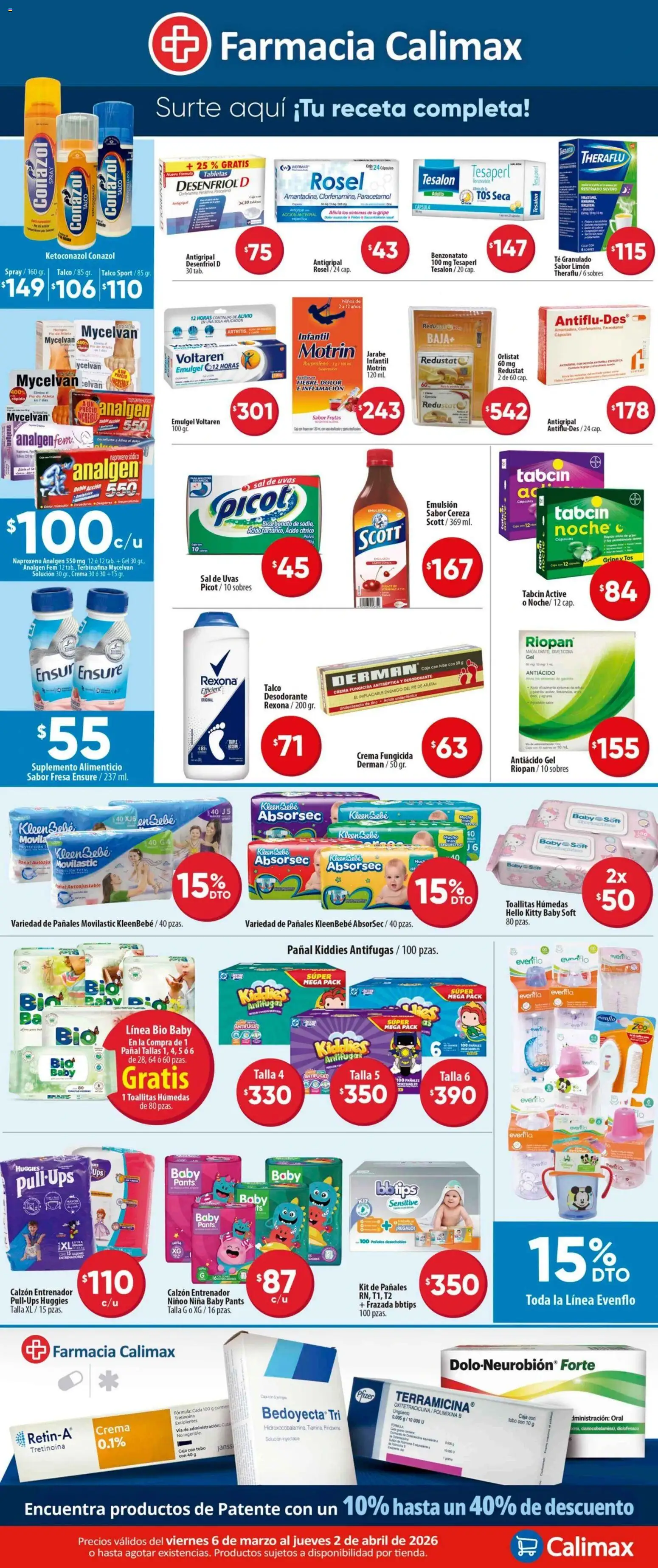 Nuevas ofertas de Calimax válidas en toda la República Mexicana desde el 06.03.2026. ¡Encuentra las mejores ofertas en Calimax folleto Farmacia! | Página: 2 | Productos: Emulsión, Té, Caja, Pants