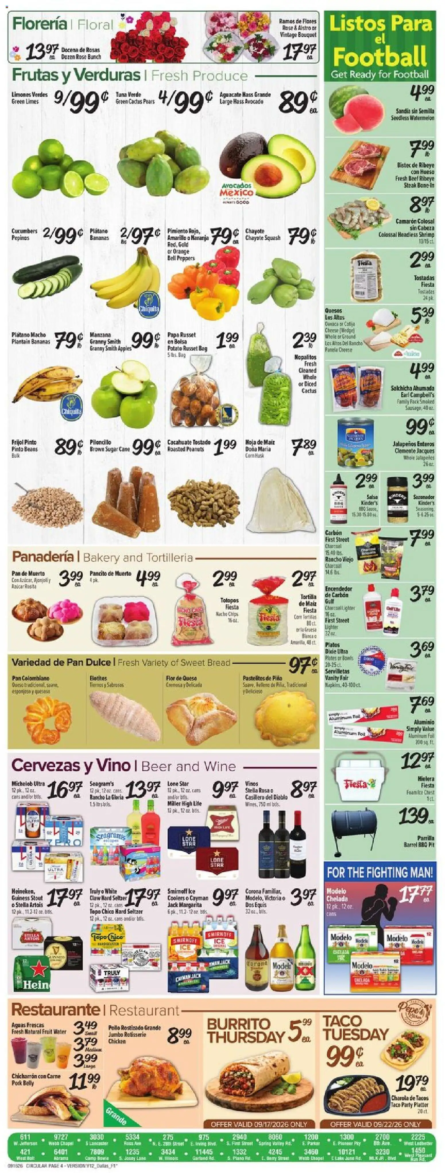 Fiesta Mart Weekly Ad - valid from 09/16/2026 | Page: 4 | Products: Pan, Beer, Ice, Steak