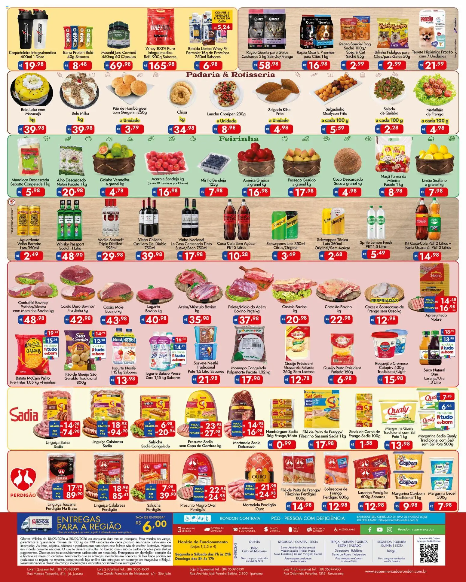 Supermercados Rondon Folheto - válido de 18/09/2026 | Página: 2 | Produtos: Quiabo, Fraldinha, Hambúrguer, Sal