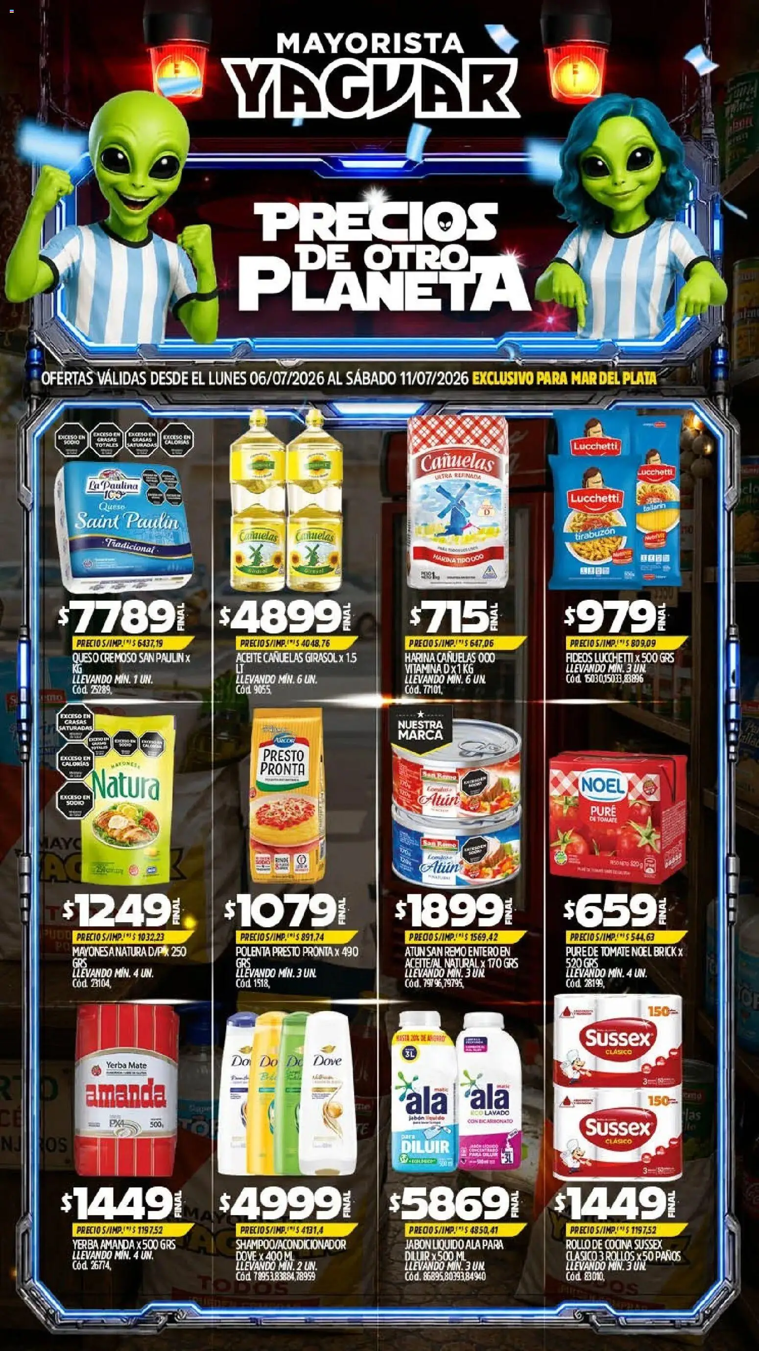 Yaguar - Oferta Semanal Mar del Plata │ válido desde el 06/07/2026 | Página: 1 | Productos: Cocina, Harina, Yerba, Queso