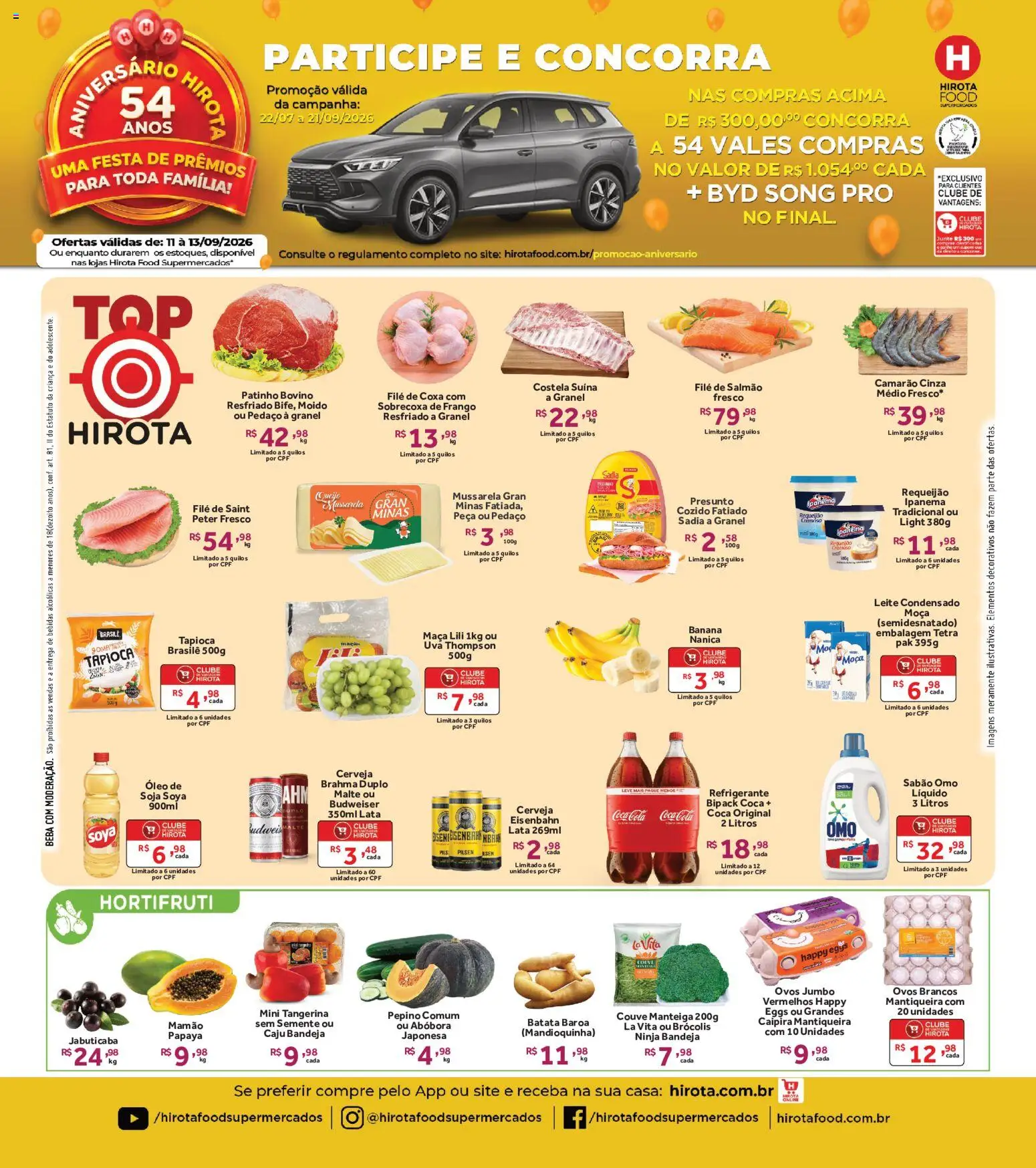 Hirota Food Folheto - válido de 11/09/2026 | Página: 1 | Produtos: Sobrecoxa de frango, Óleo, Bandeja, Couve