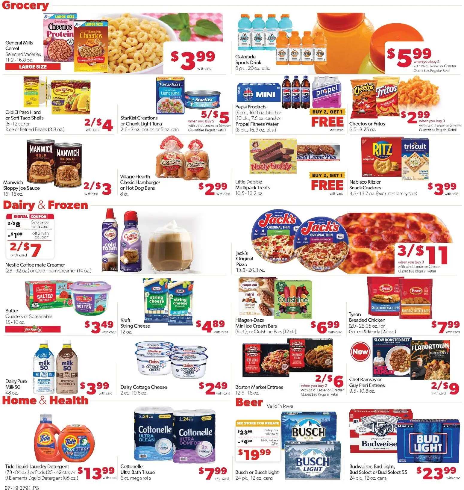 Family Fare Weekly Ad - IA - valid from 07/19/2026 | Page: 3 | Products: Butter, Pizza, Rice, Beef