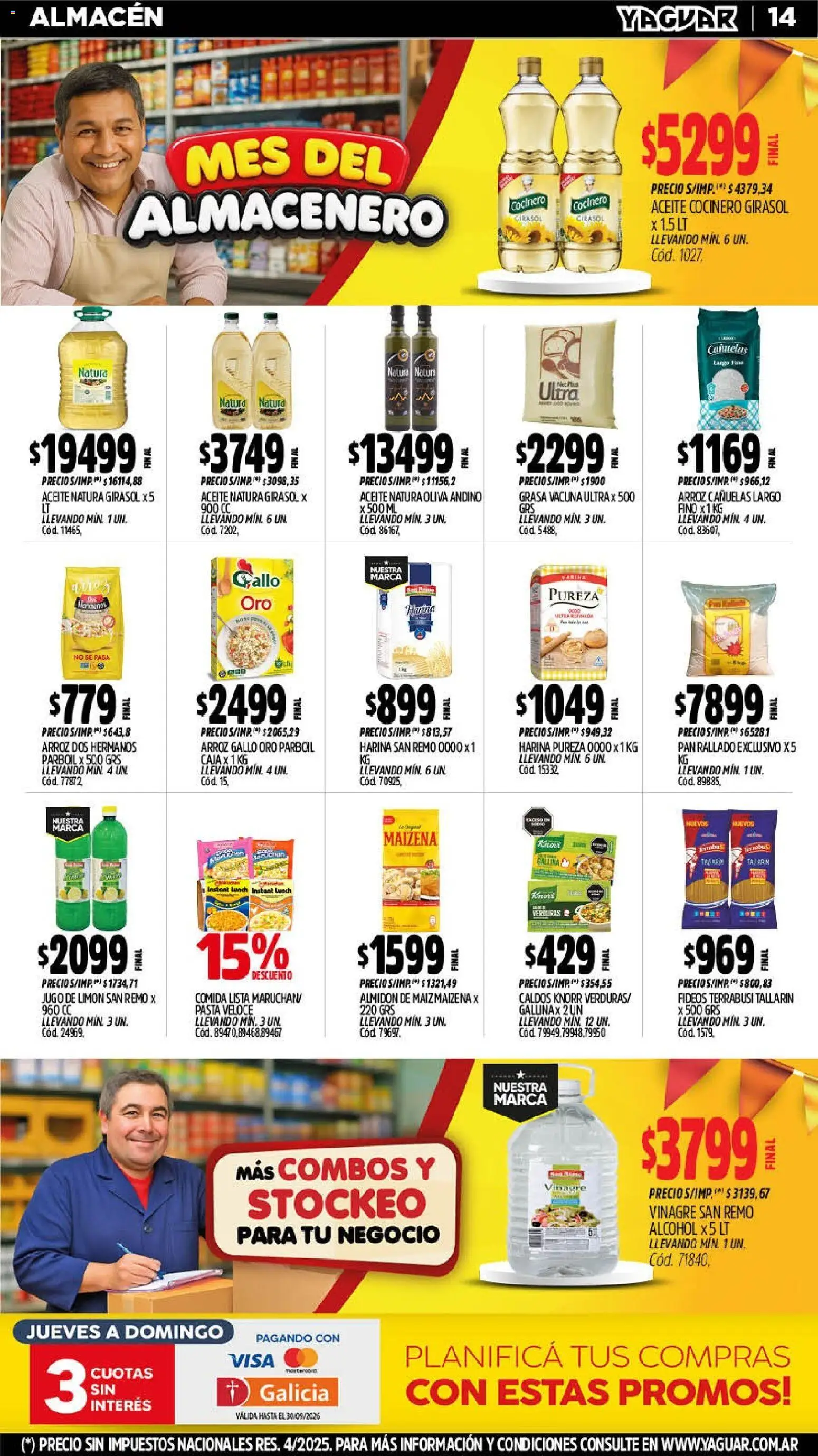 Yaguar - Oferta Semanal General Roca │ válido desde el 07/09/2026 | Página: 14 | Productos: Jugo de limón, Harina, Aceite, Pan