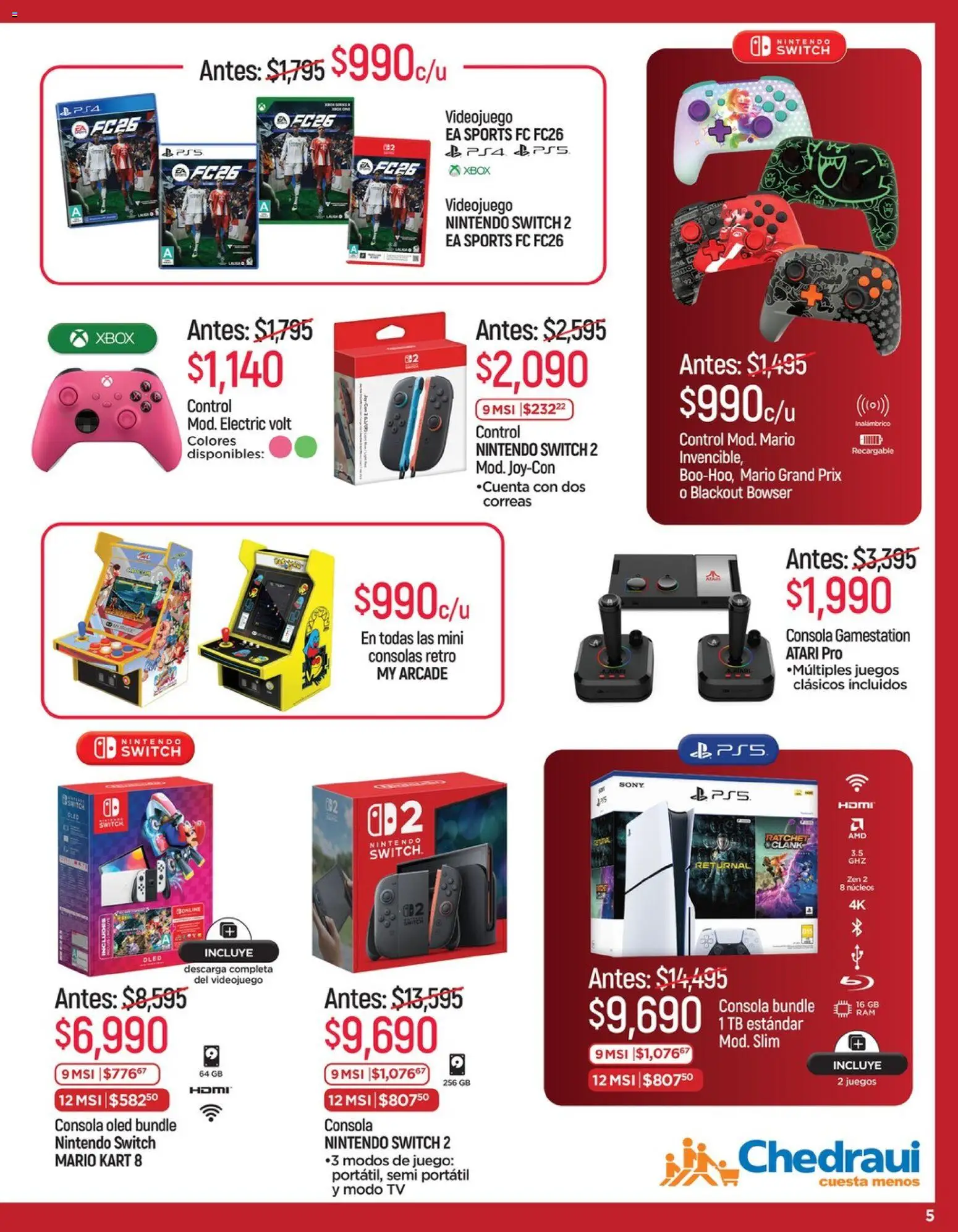 Nuevas ofertas de Chedraui válidas en toda la República Mexicana desde el 15.05.2026. ¡Encuentra las mejores ofertas en Chedraui folleto Descuentos! | Página: 5 | Productos: Juego, Xbox