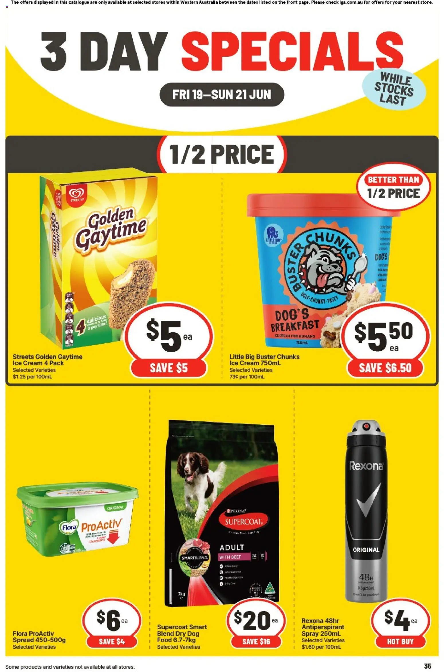 IGA catalogue - valid from 19.06.2026 | Page: 3 | Products: Beef, Antiperspirant, Cream, Ice cream