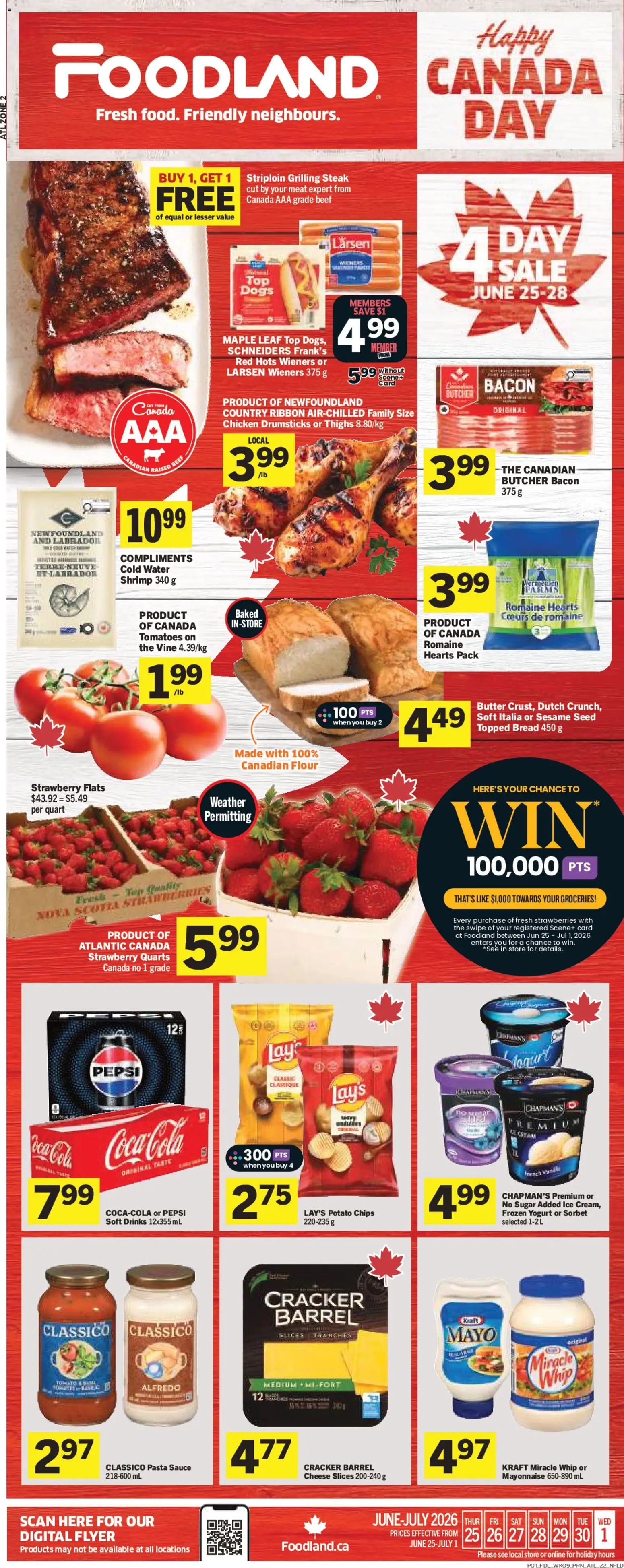Foodland flyer valid from Jun 25, 2026 | Page: 1 | Products: Pasta, Butter, Yogurt, Chicken
