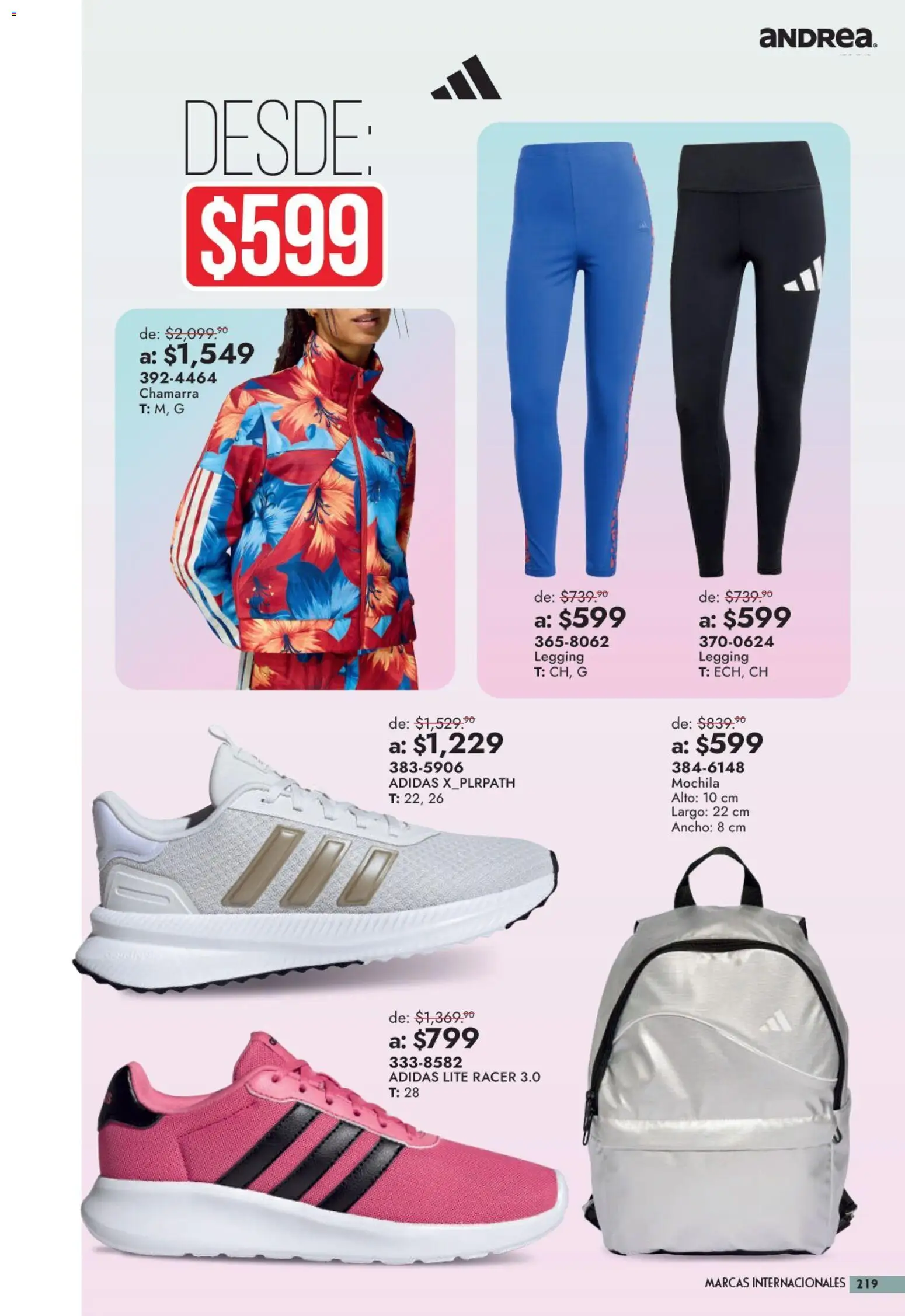 Nuevas ofertas de Andrea válidas en toda la República Mexicana desde el 13/09/2026. ¡Encuentra las mejores ofertas en Andrea catálogo Outlet! | Página: 219 | Productos: Chamarra, Mochila