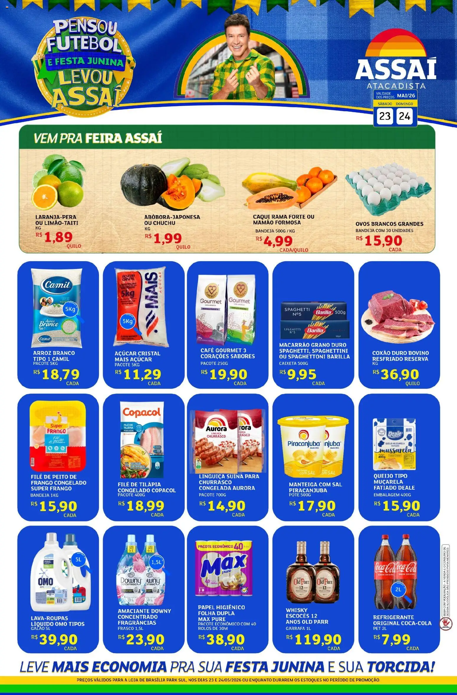 Assaí Atacadista Folheto - válido de 23.05.2026 | Página: 1 | Produtos: Queijo, Mamão, Frango, Mussarela