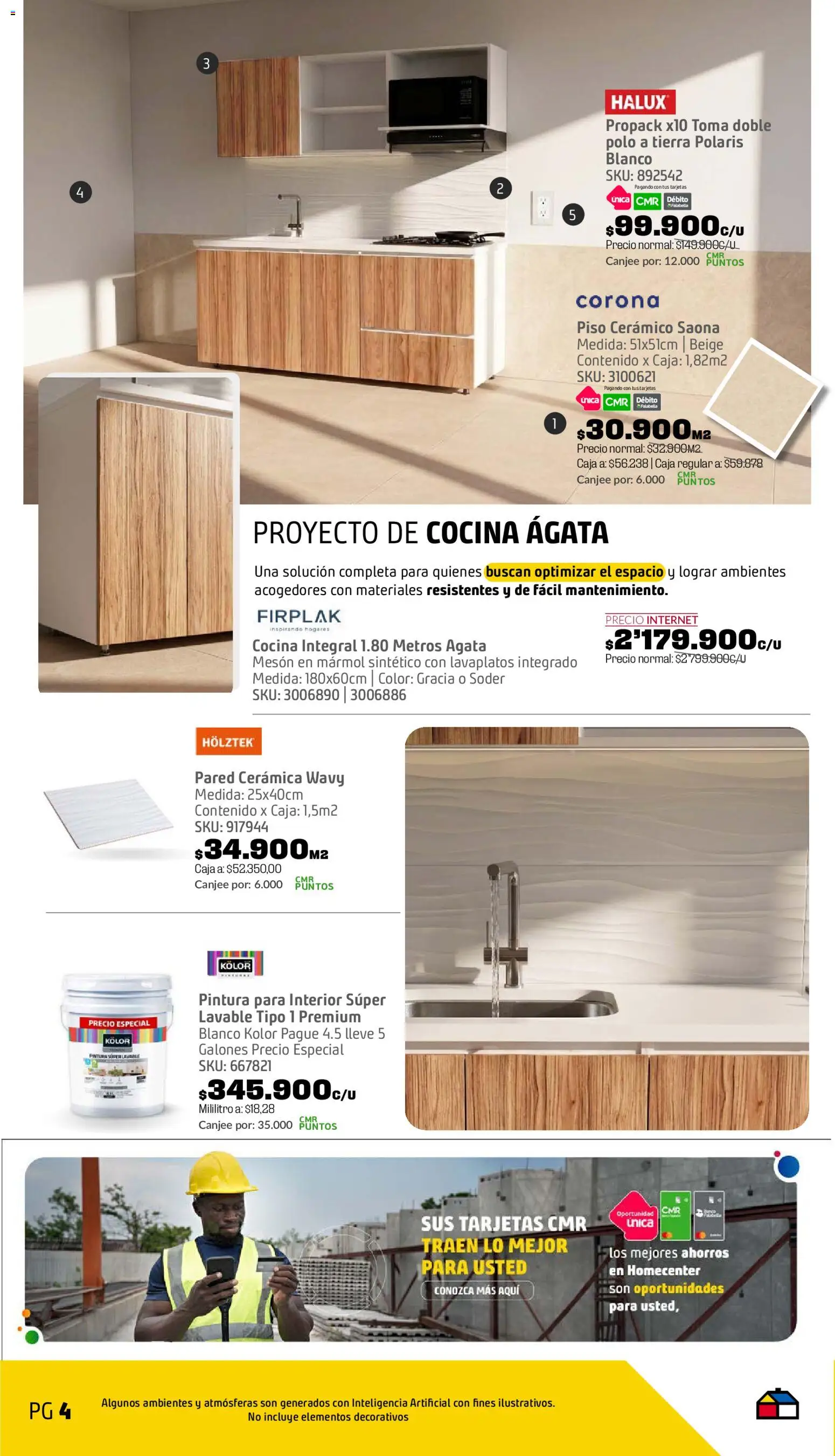 Homecenter revista - valida desde el 08/09/2026 | Página: 5 | Productos: Pintura, Cocina, Caja, Tierra