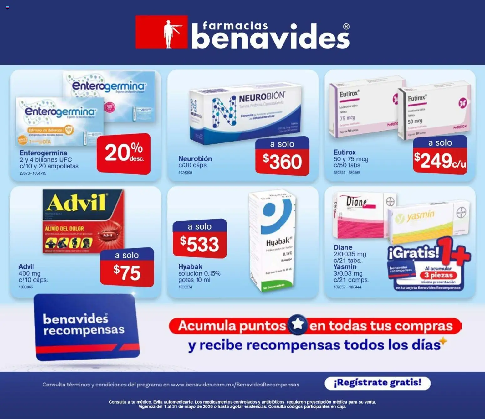Nuevas ofertas de Farmacia Benavides válidas en toda la República Mexicana desde el 01.05.2026. ¡Encuentra las mejores ofertas en Farmacia Benavides catálogo! | Página: 1
