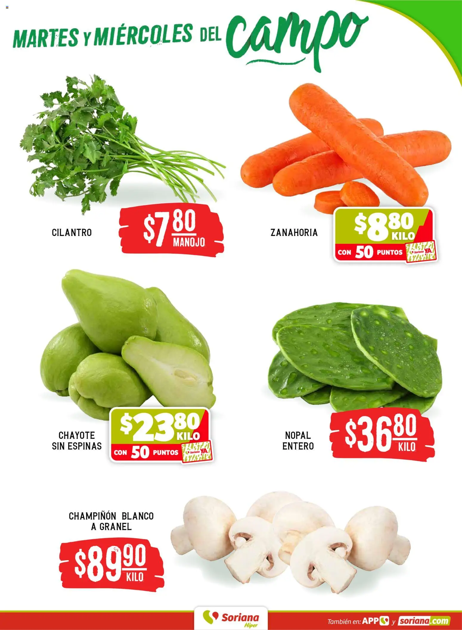 Nuevas ofertas de Soriana válidas en toda la República Mexicana desde el 19.05.2026. ¡Encuentra las mejores ofertas en Soriana Martes y Miércoles del Campo Híper: BCS, Son y Sin! | Página: 3 | Productos: Zanahoria