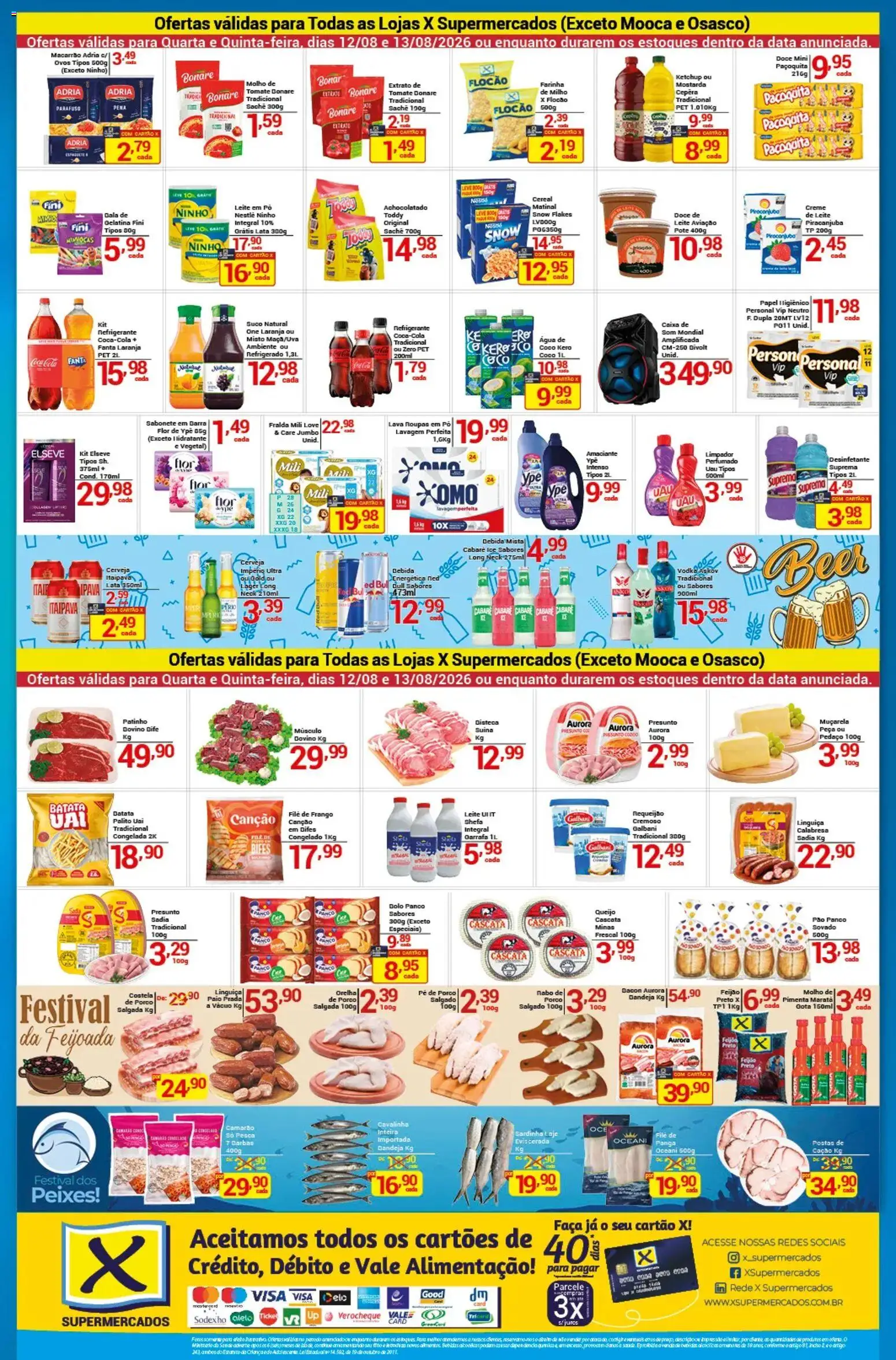 X Supermercados Folheto - válido de 12/08/2026 | Página: 1 | Produtos: Tomate, Leite, Suco, Frango