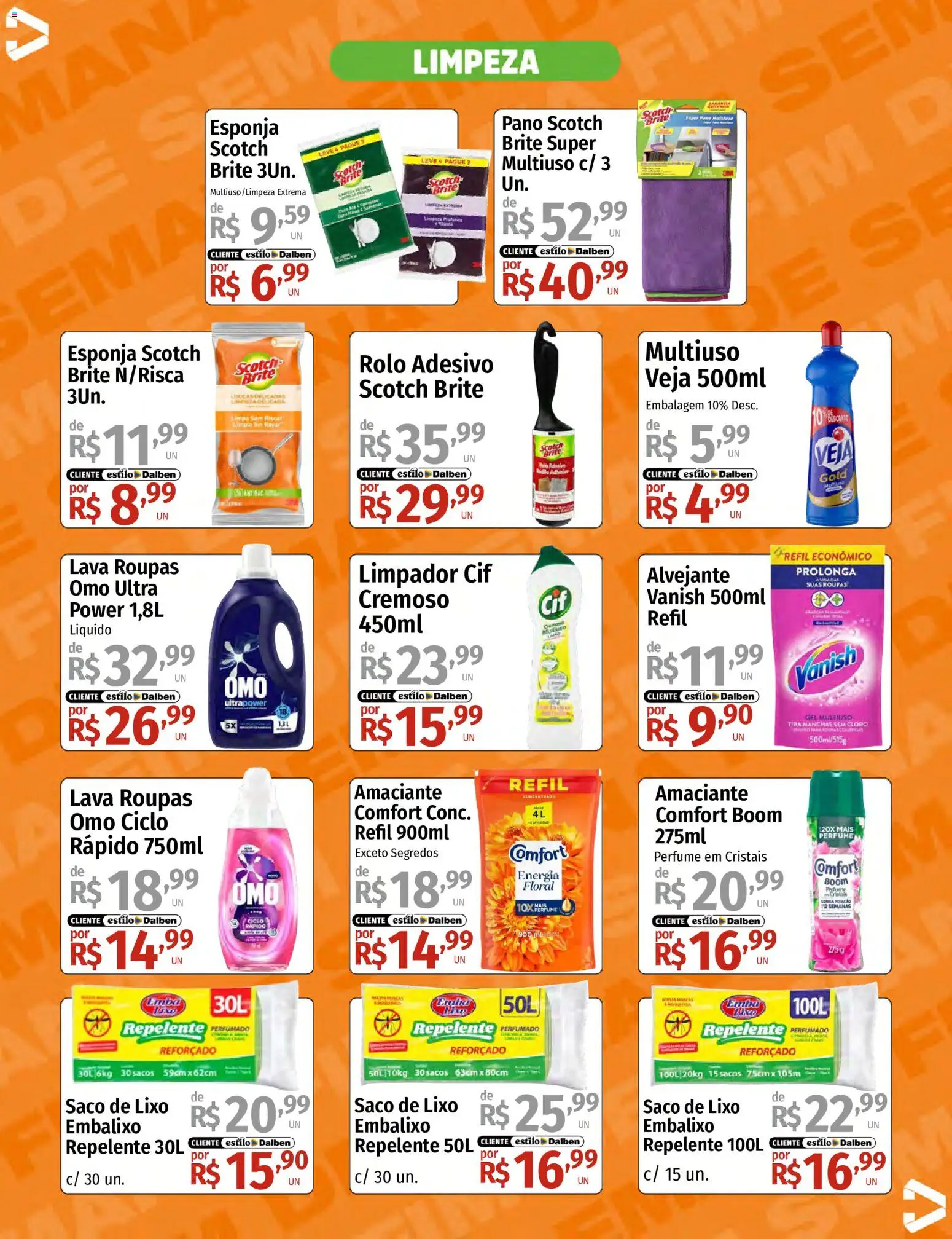 Supermercado Dalben Folheto - válido de 31/07/2026 | Página: 12 | Produtos: Esponja, Roupas, Repelente, Amaciante
