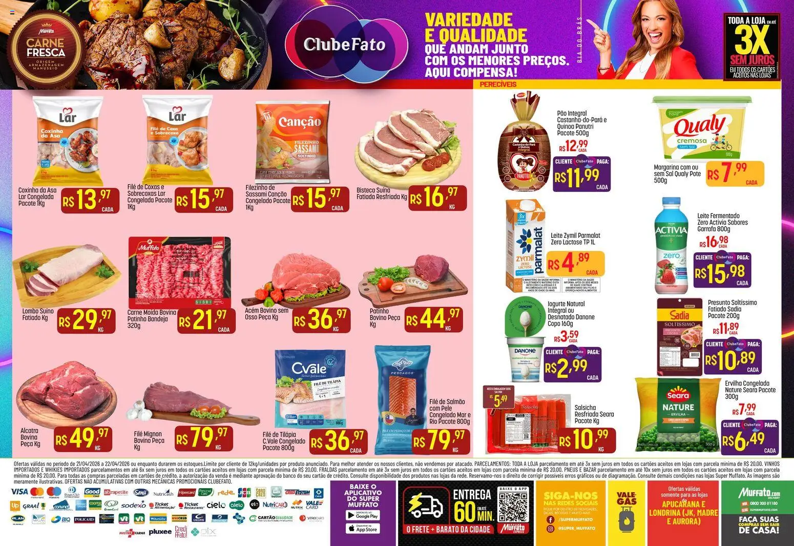 Super Muffato Folheto - válido de 21.04.2026 | Página: 2 | Produtos: Acém, Leite, Presunto, Bandeja