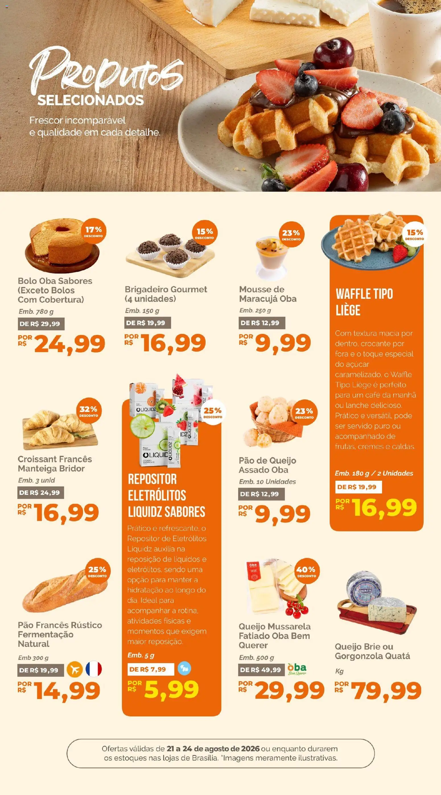 Oba Hortifruti Folheto - válido de 21/08/2026 | Página: 9 | Produtos: Bolo, Açúcar, Mussarela, Croissant