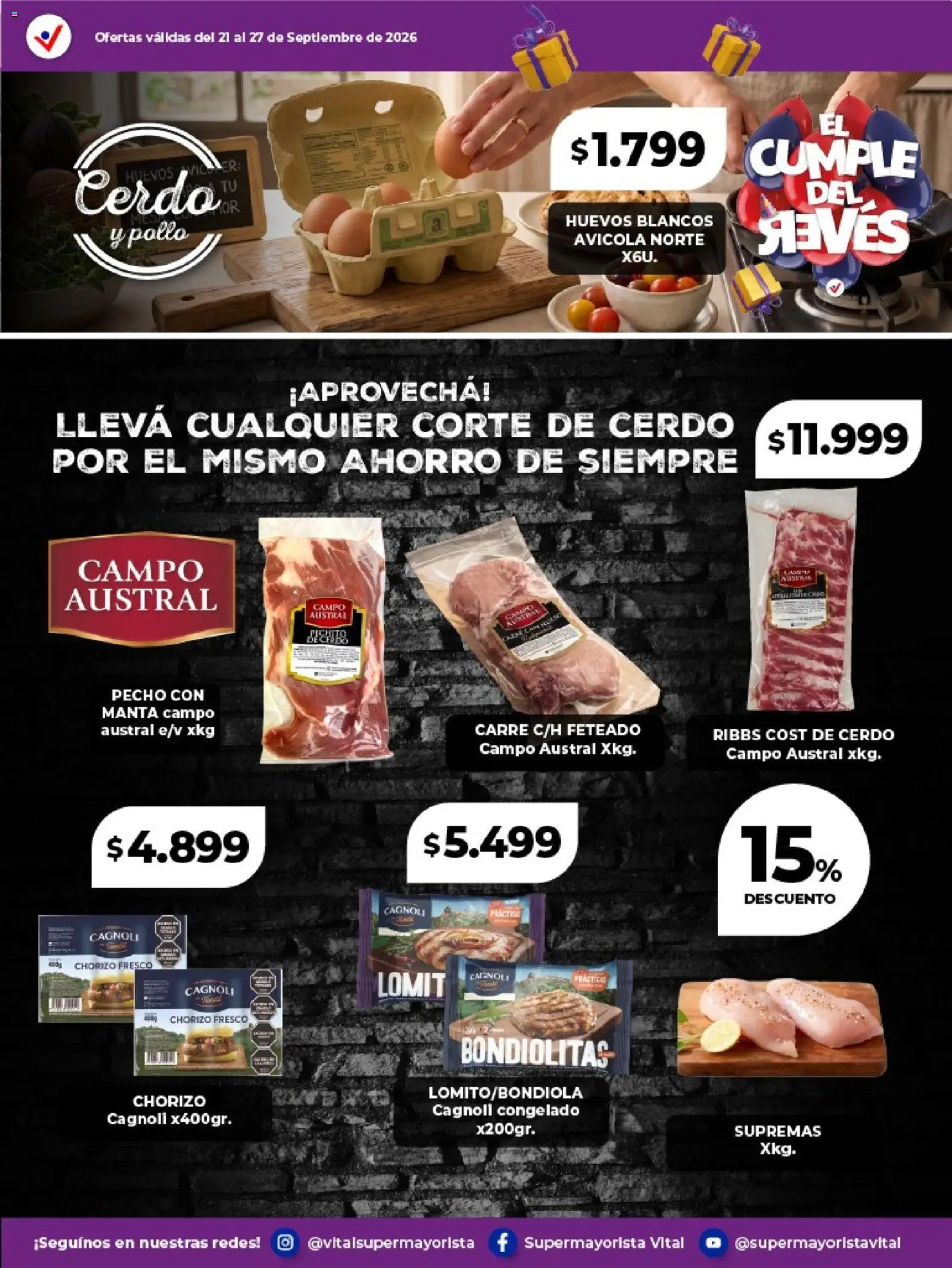 Vital - Especial de frescos │ válido desde el 21/09/2026 | Página: 3 | Productos: Manta, Huevos, Chorizo, Cerdo