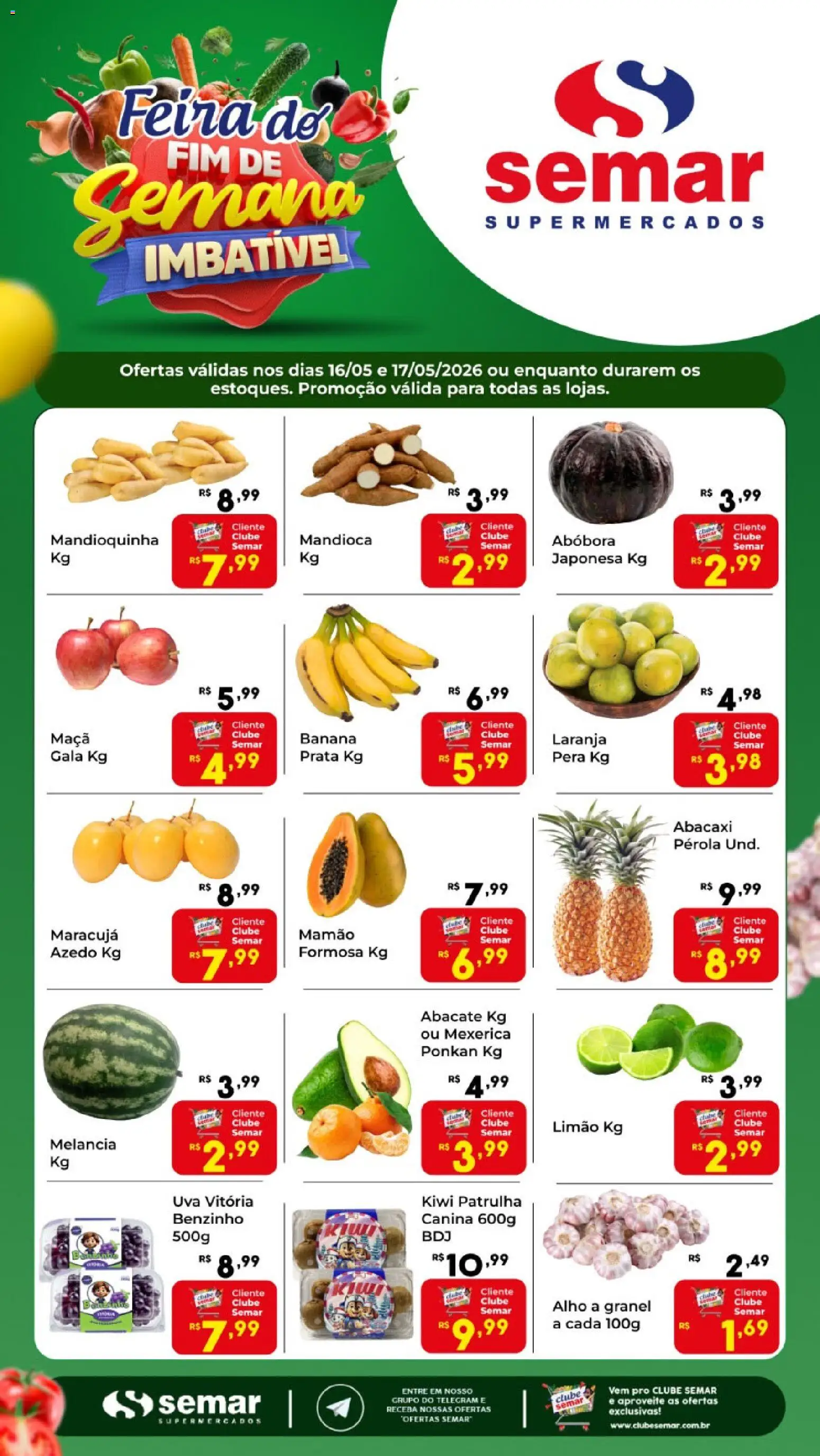 Semar Supermercado Folheto - válido de 16.05.2026 | Página: 1 | Produtos: Melancia, Pera, Abóbora, Kiwi