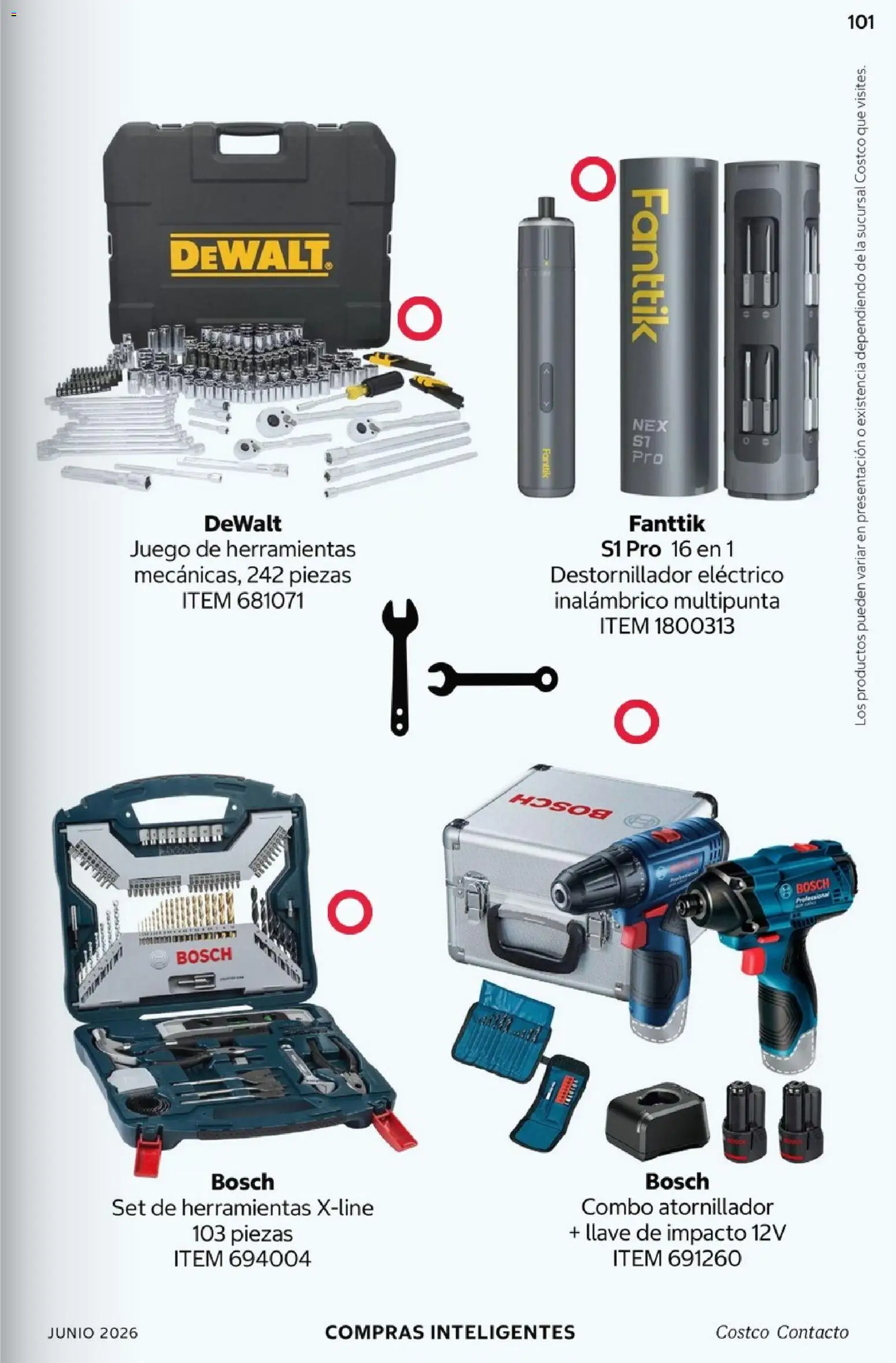 Nuevas ofertas de Costco válidas en toda la República Mexicana desde el 01.06.2026. ¡Encuentra las mejores ofertas en Costco Revista Junio 2026! | Página: 101 | Productos: Juego, Destornillador, Llave