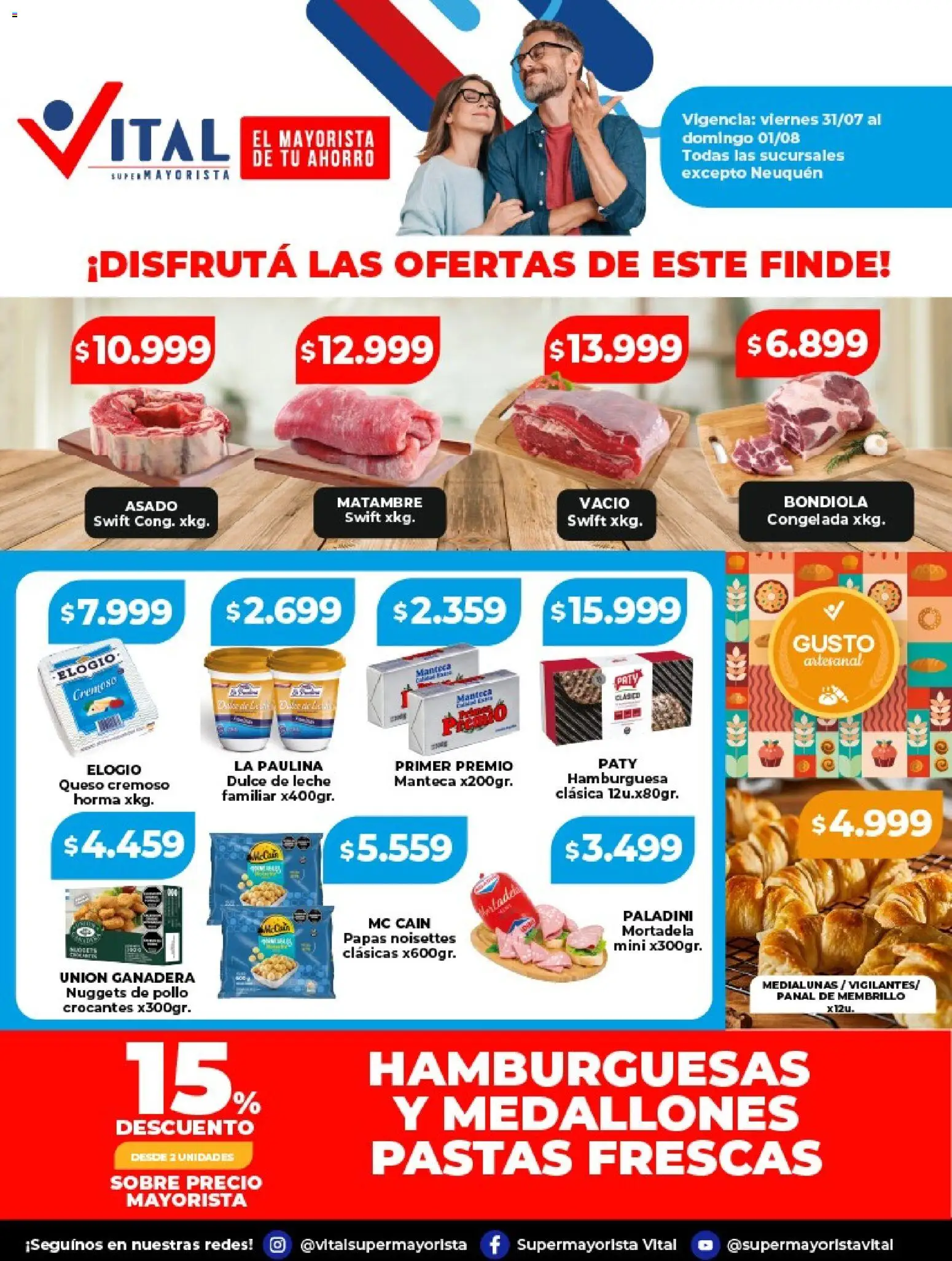 Vital - Ofertas fin Neuquén, Abasto. │ válido desde el 31/07/2026 | Página: 2 | Productos: Mortadela, Dulce de leche, Manteca, Queso