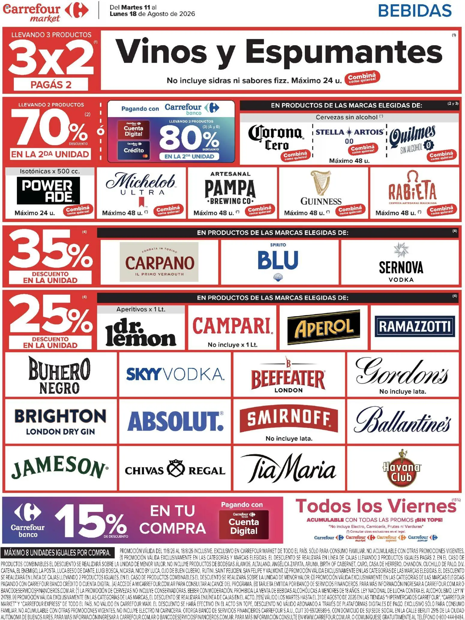 Carrefour ofertas │ válido desde el 11/08/2026 | Página: 46 | Productos: Vodka, Teléfono, Cuchillo, Cerveza