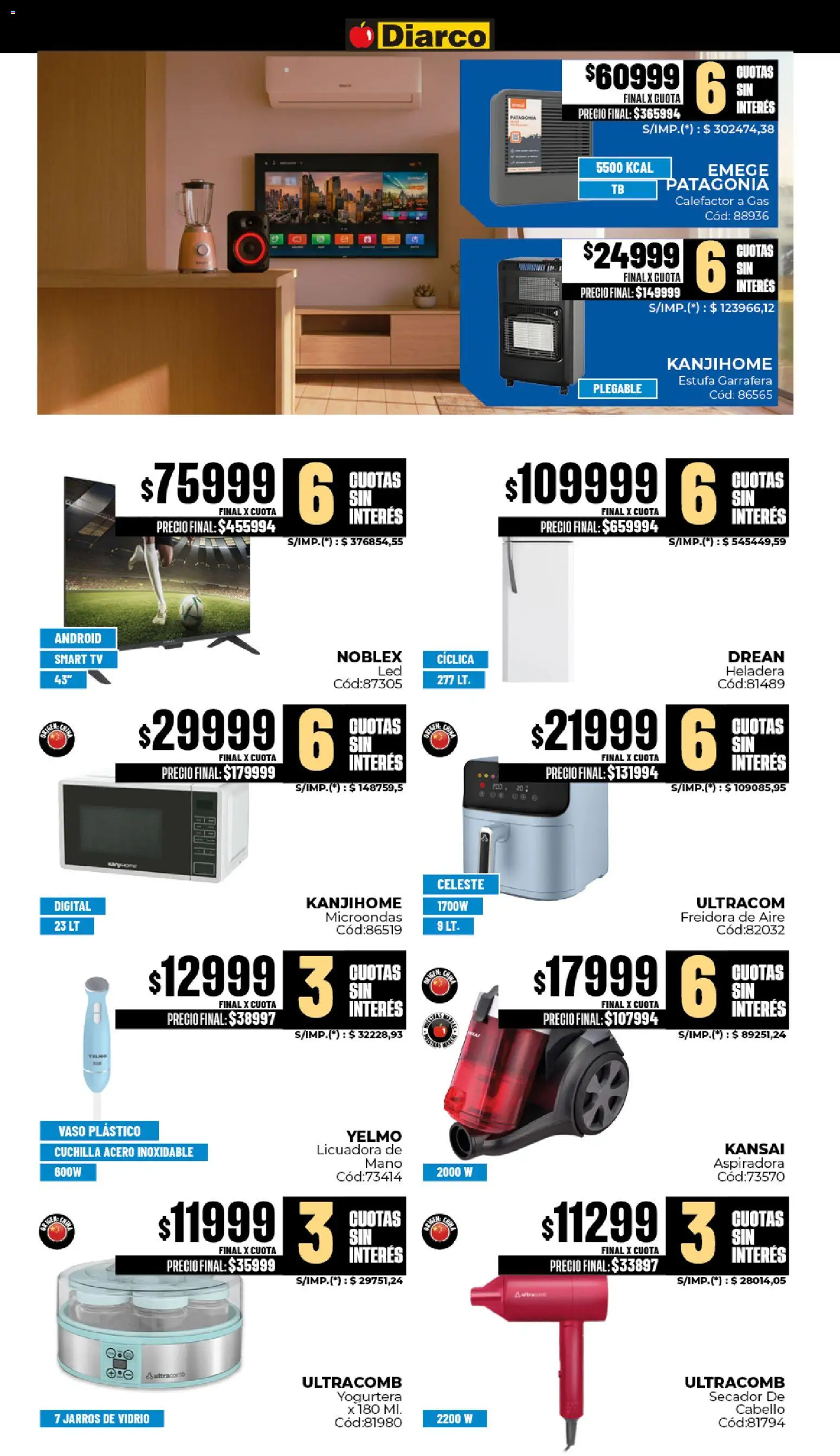 Diarco - Ofertas Gba │ válido desde el 06/07/2026 | Página: 19 | Productos: Aspiradora, Heladera, Microondas, Yogurtera