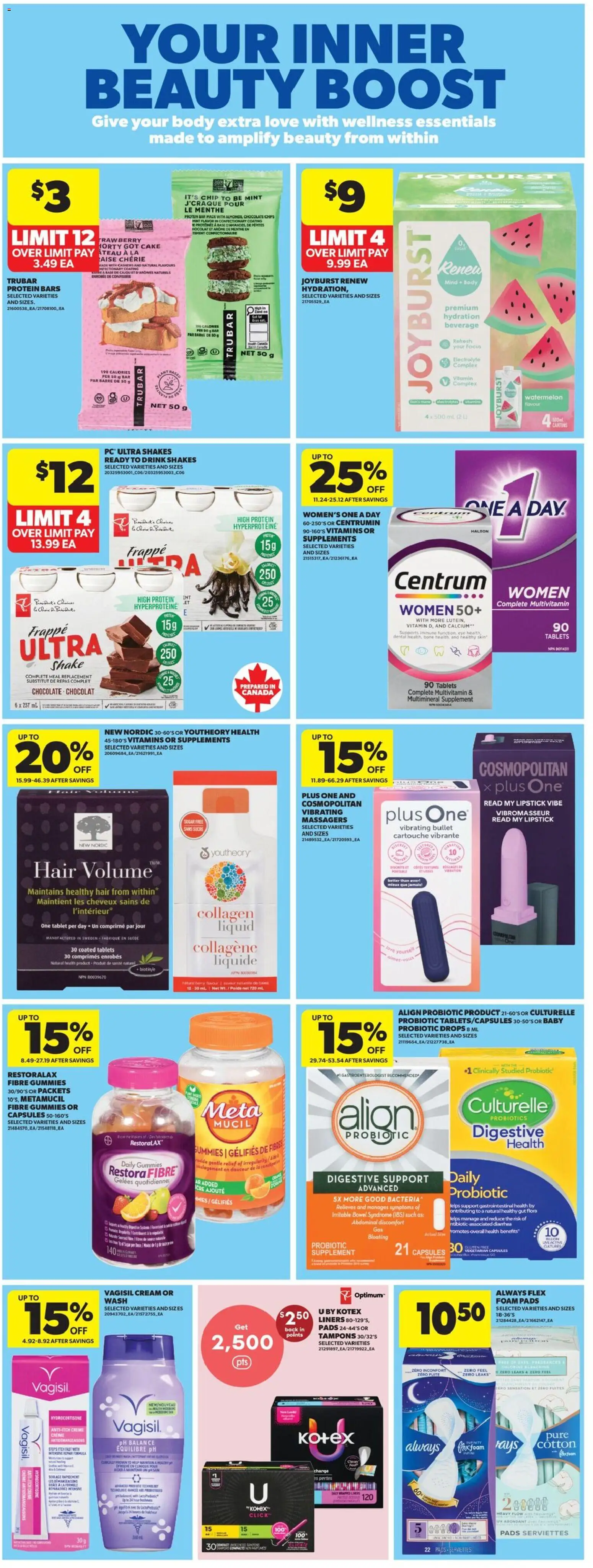 Real Canadian Superstore flyer valid from Sep 3, 2026 | Page: 37 | Products: Cream, Foam, Tampons, Protein