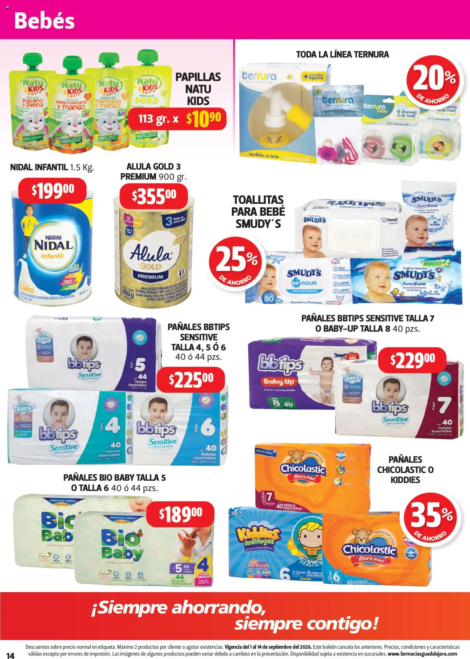 Nuevas ofertas de Farmacia Guadalajara válidas en toda la República Mexicana desde el 01/09/2026. ¡Encuentra las mejores ofertas en Farmacia Guadalajara catálogo! | Página: 14 | Productos: Plátano, Leche, Pañales, Fruta