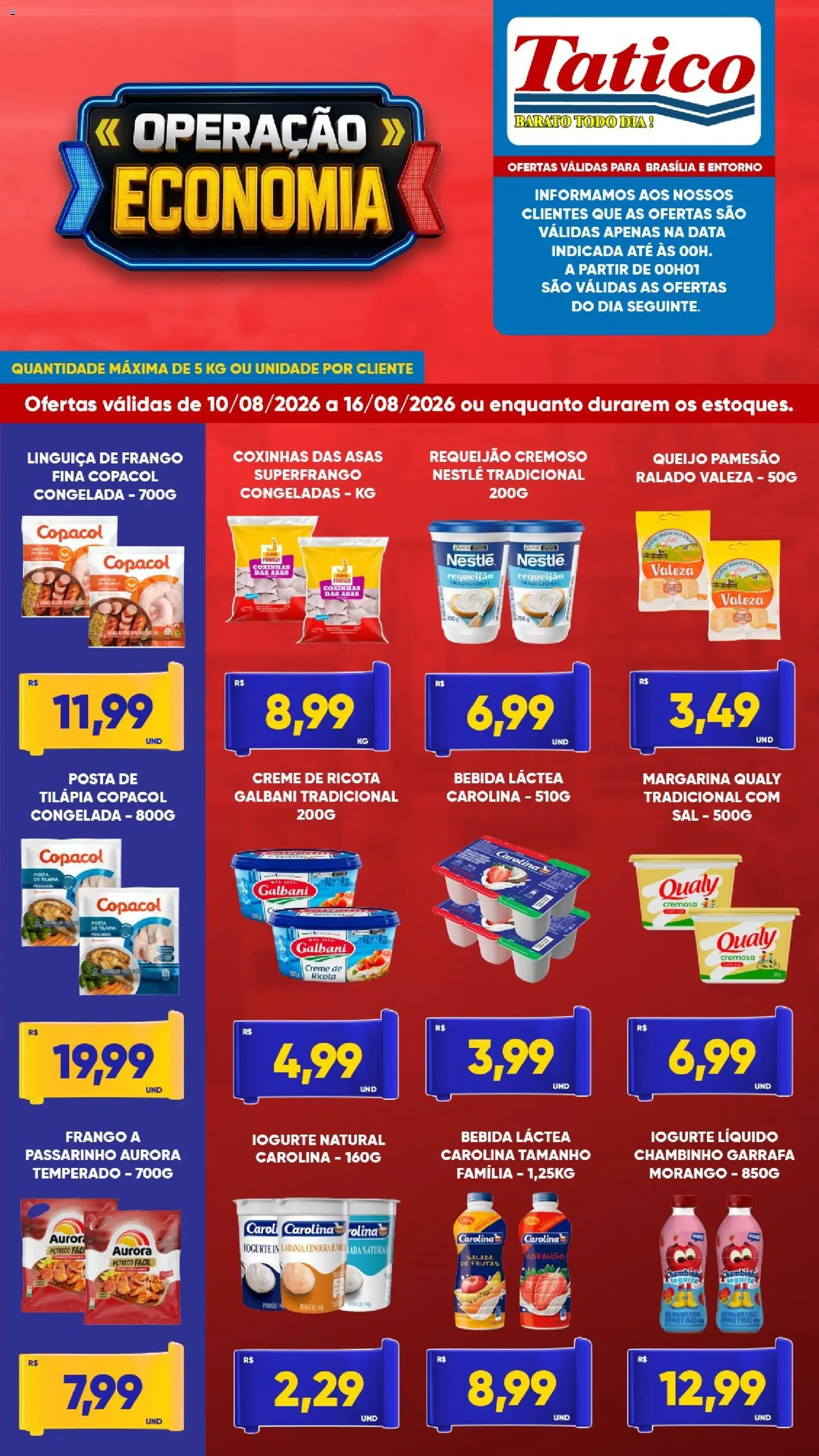 Tatico Folheto - válido de 10/08/2026 | Página: 1 | Produtos: Linguiça, Iogurte, Tilápia, Bebida