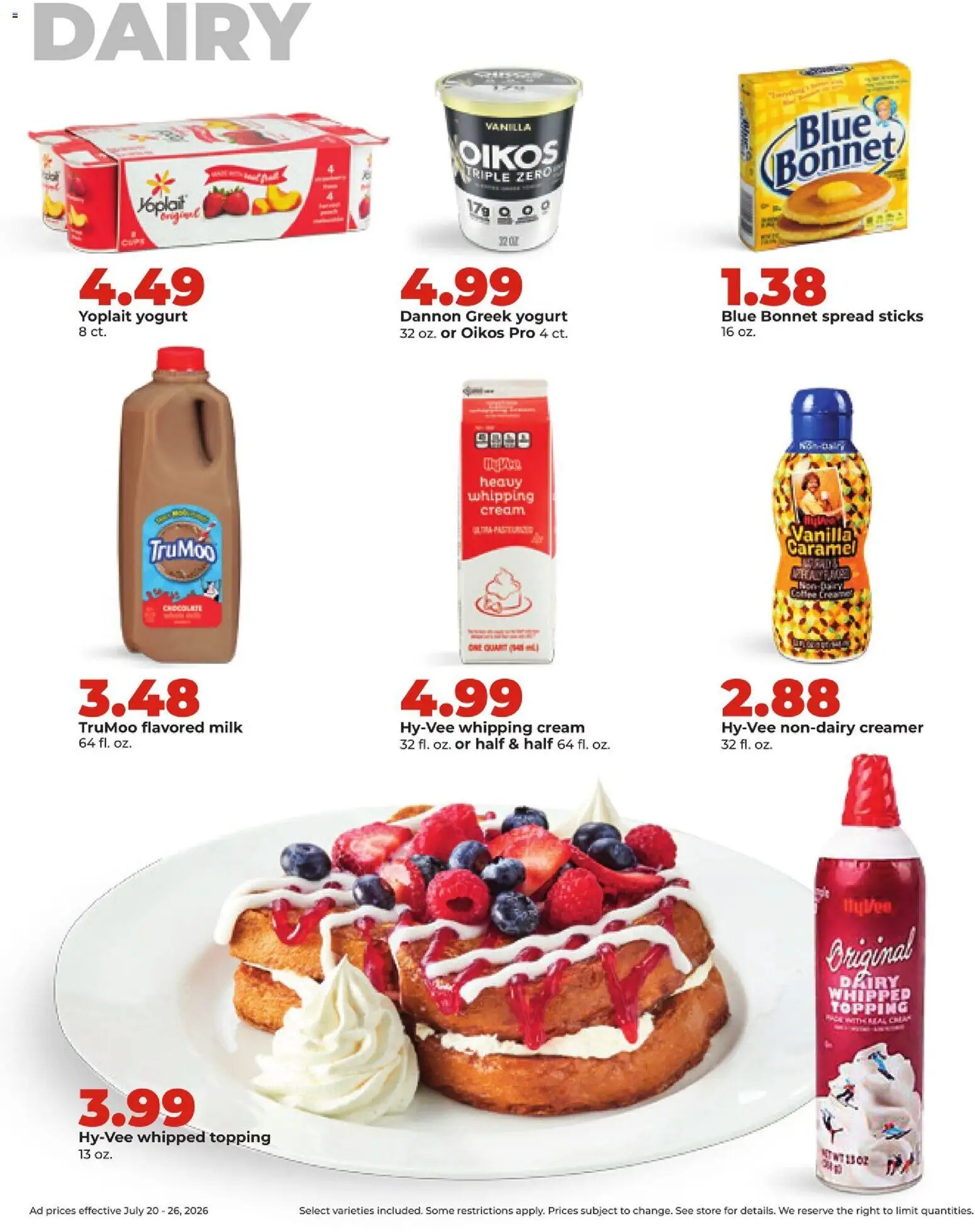HyVee Weekly Ad - valid from 07/20/2026 | Page: 28 | Products: Milk, Yogurt, Cream