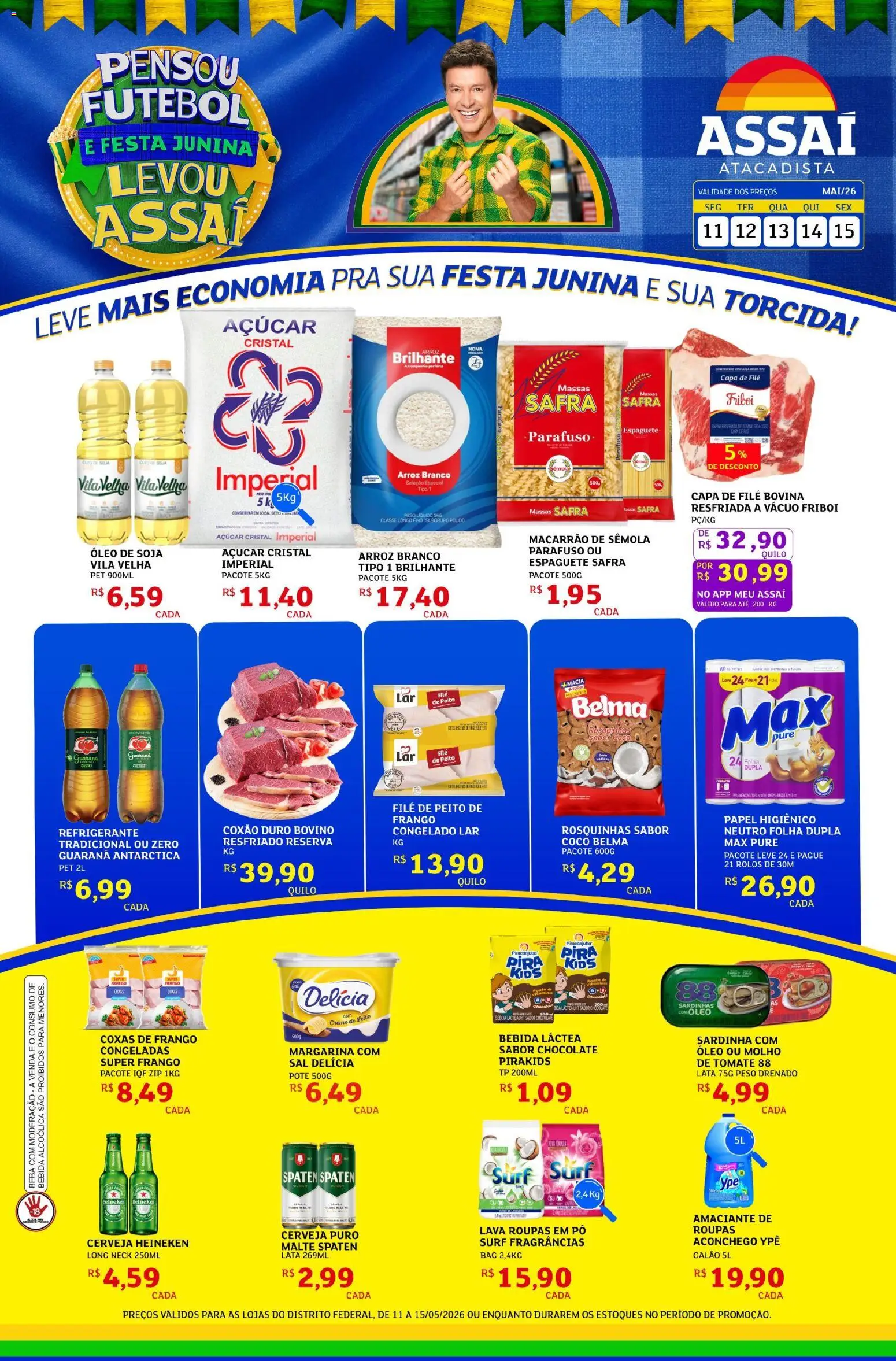 Assaí Atacadista Folheto - válido de 11.05.2026 | Página: 1 | Produtos: Espaguete, Pó, Óleo, Chocolate