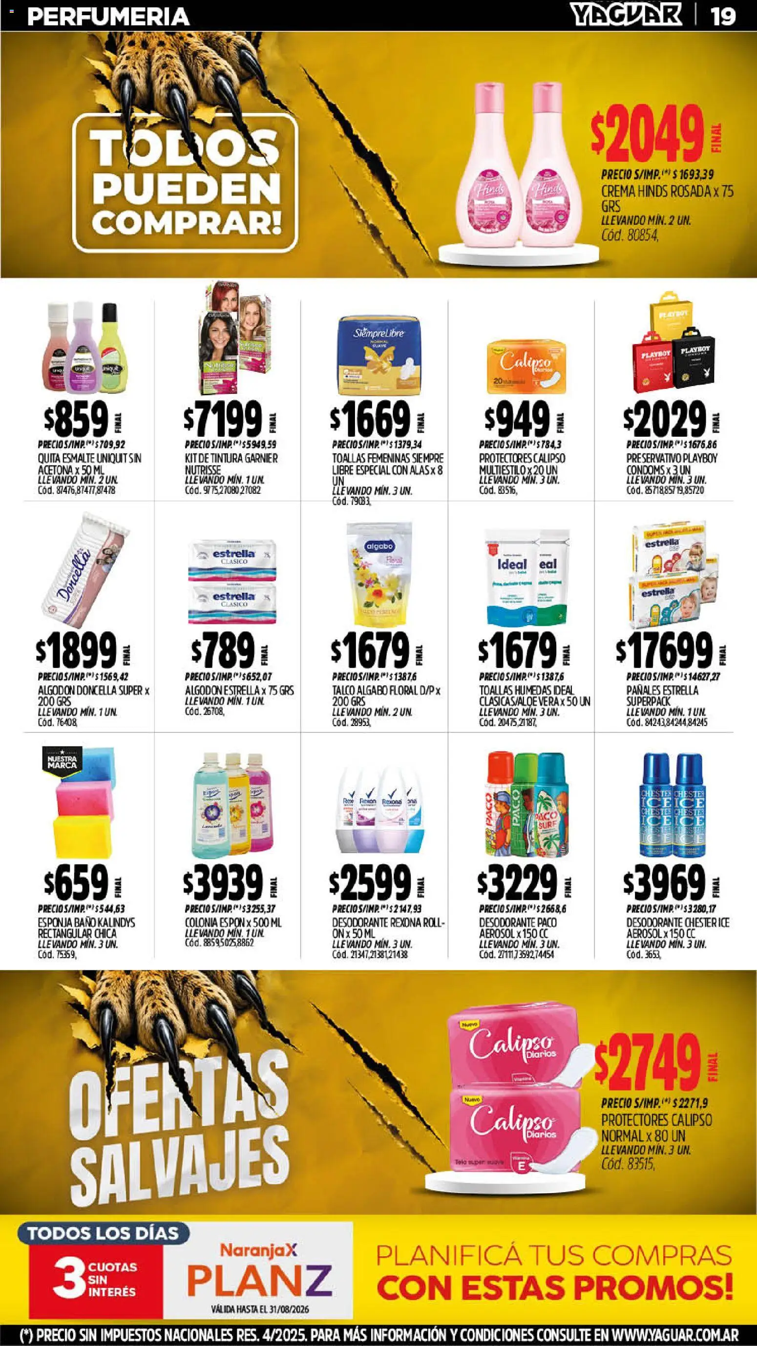 Yaguar catálogo │ válido desde el 10/08/2026 | Página: 20 | Productos: Algodón, Huevo, Pañales, Crema